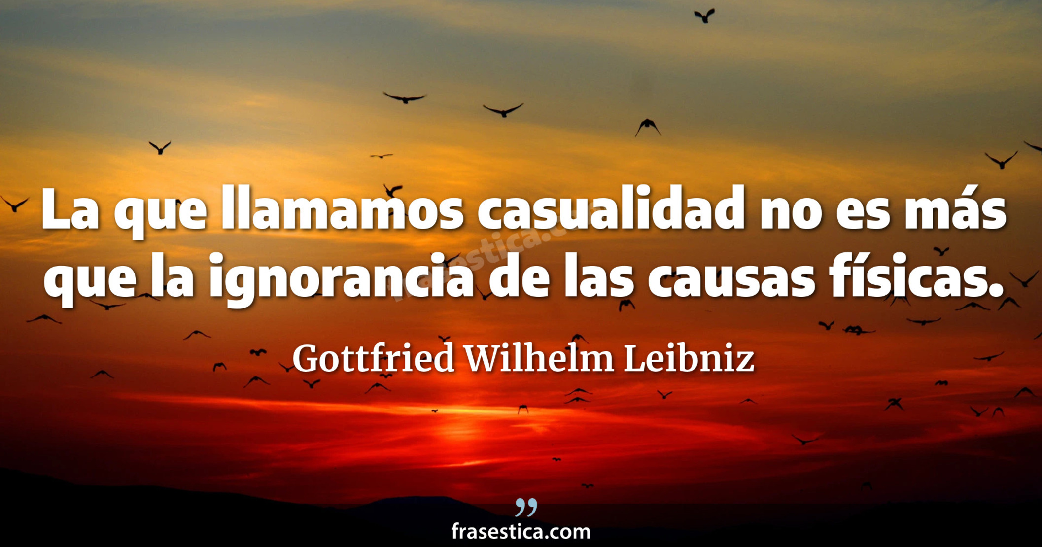 La que llamamos casualidad no es más que la ignorancia de las causas físicas. - Gottfried Wilhelm Leibniz