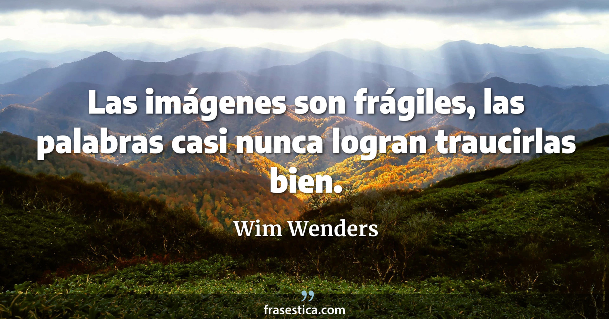 Las imágenes son frágiles, las palabras casi nunca logran traucirlas bien. - Wim Wenders
