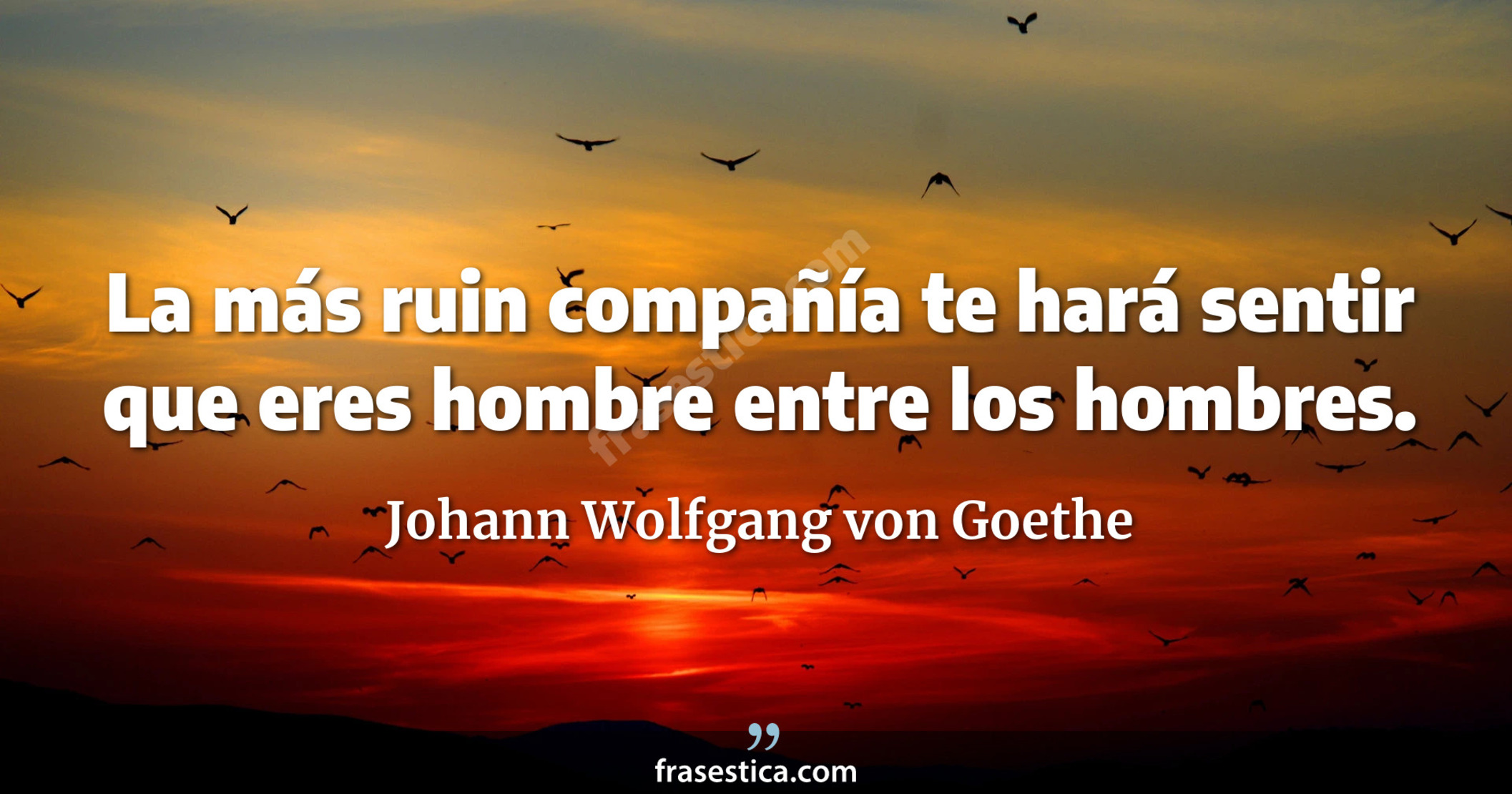 La más ruin compañía te hará sentir que eres hombre entre los hombres. - Johann Wolfgang von Goethe