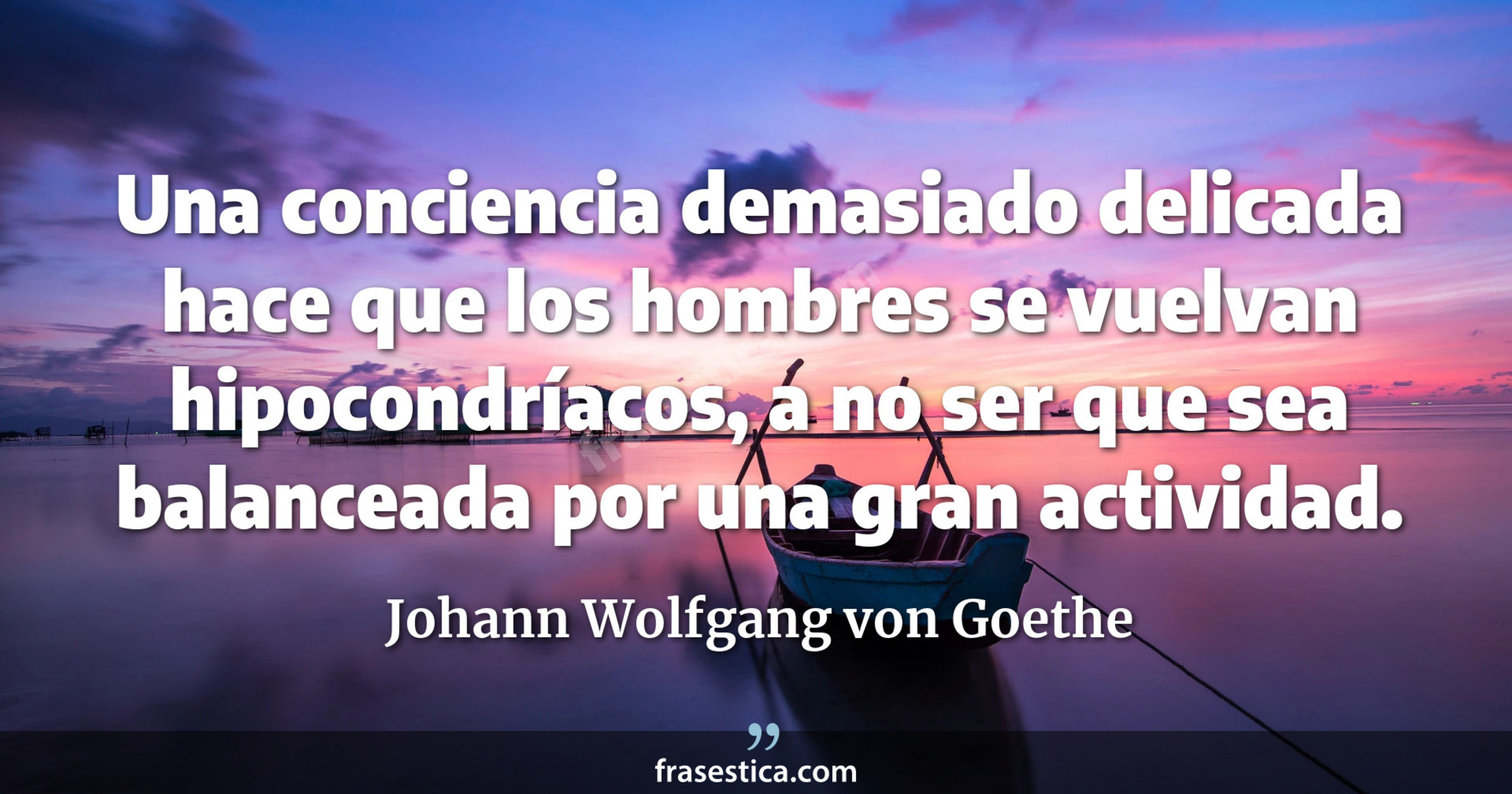 Una conciencia demasiado delicada hace que los hombres se vuelvan hipocondríacos, a no ser que sea balanceada por una gran actividad. - Johann Wolfgang von Goethe