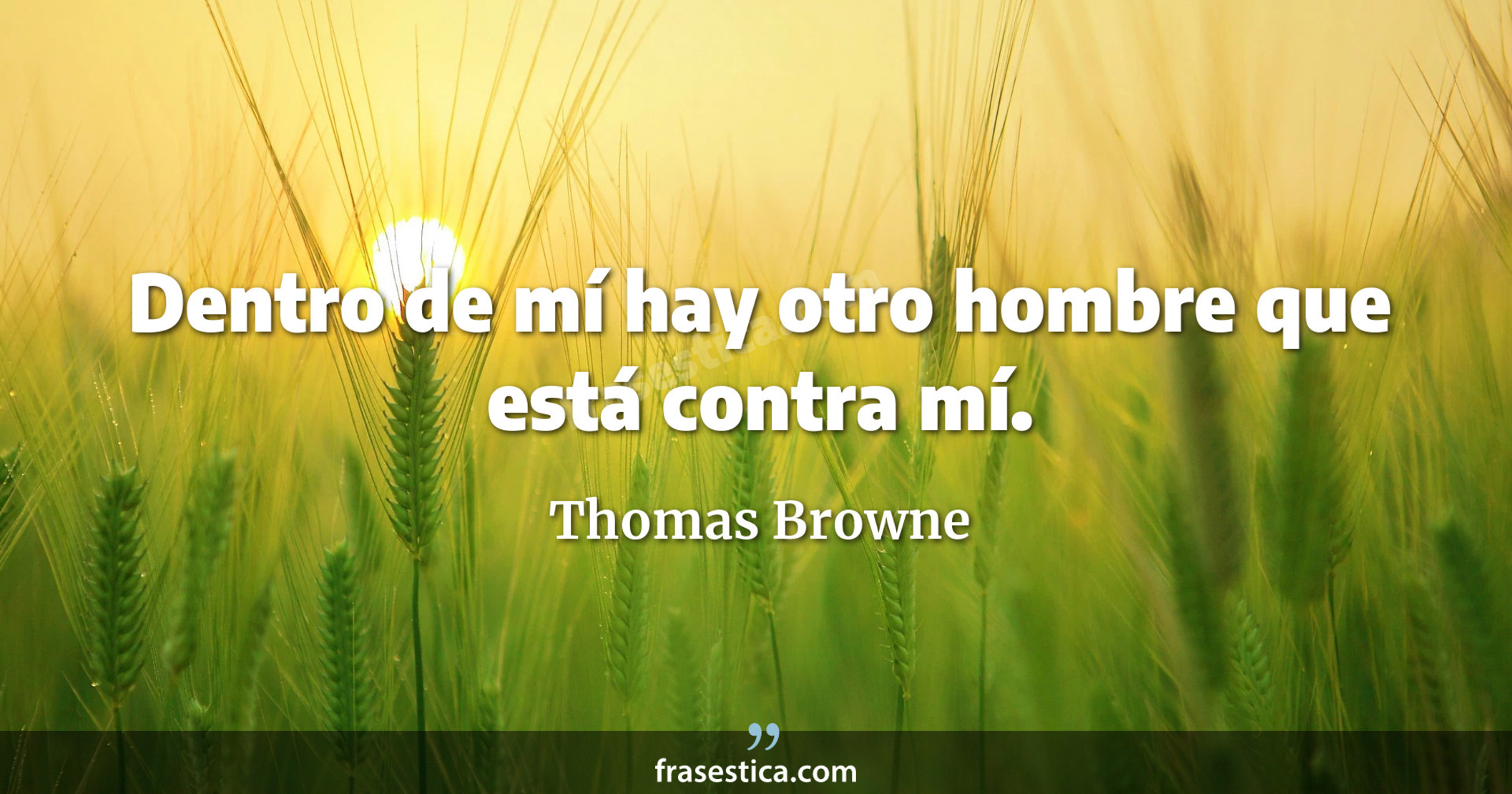Dentro de mí hay otro hombre que está contra mí. - Thomas Browne