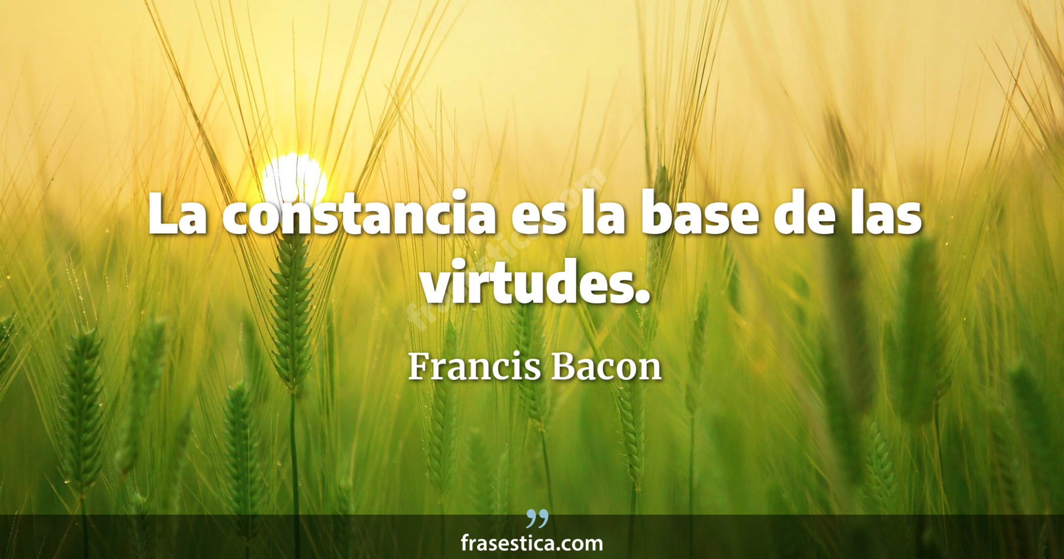La constancia es la base de las virtudes. - Francis Bacon