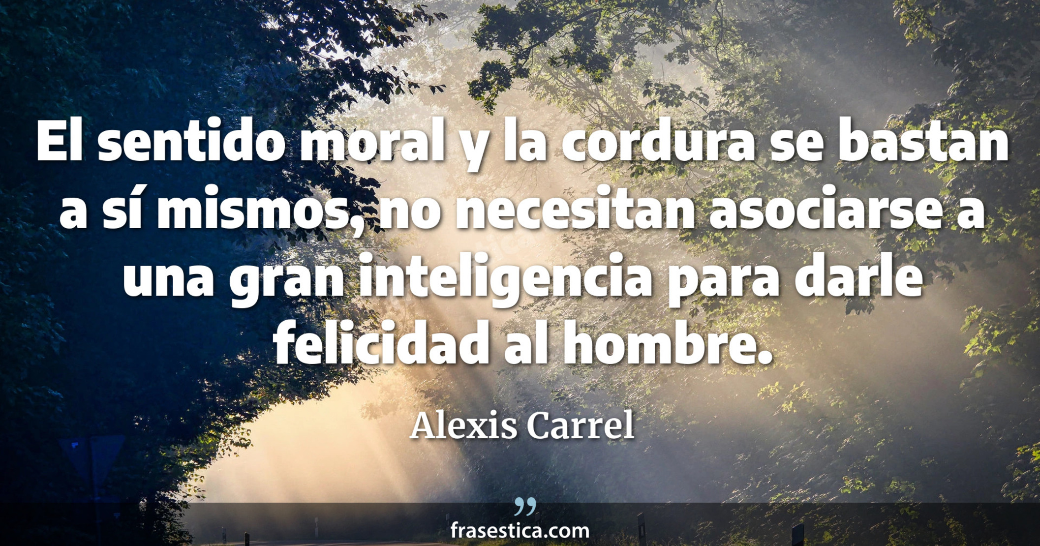 El sentido moral y la cordura se bastan a sí mismos, no necesitan asociarse a una gran inteligencia para darle felicidad al hombre. - Alexis Carrel