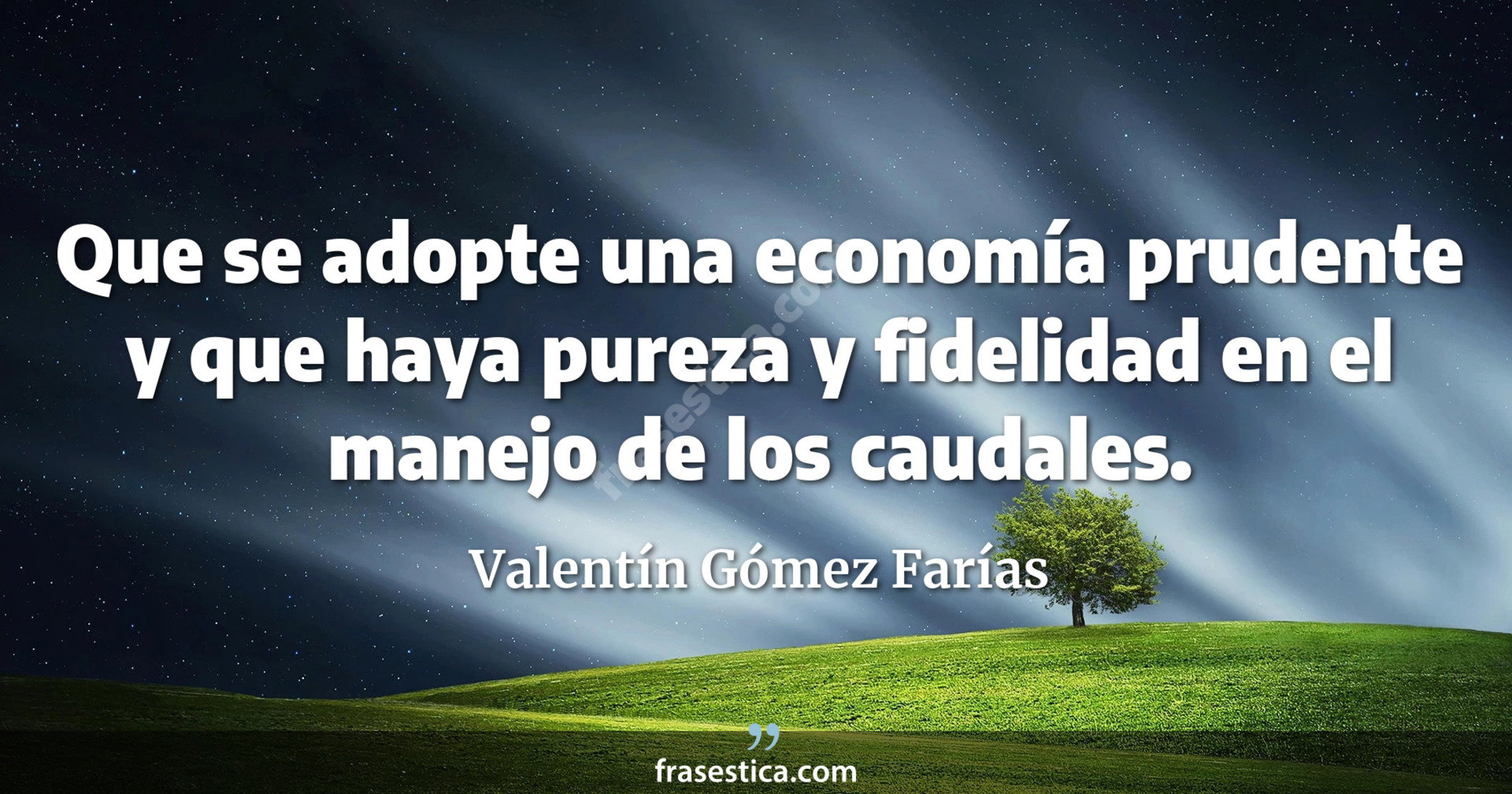 Que se adopte una economía prudente y que haya pureza y fidelidad en el manejo de los caudales. - Valentín Gómez Farías