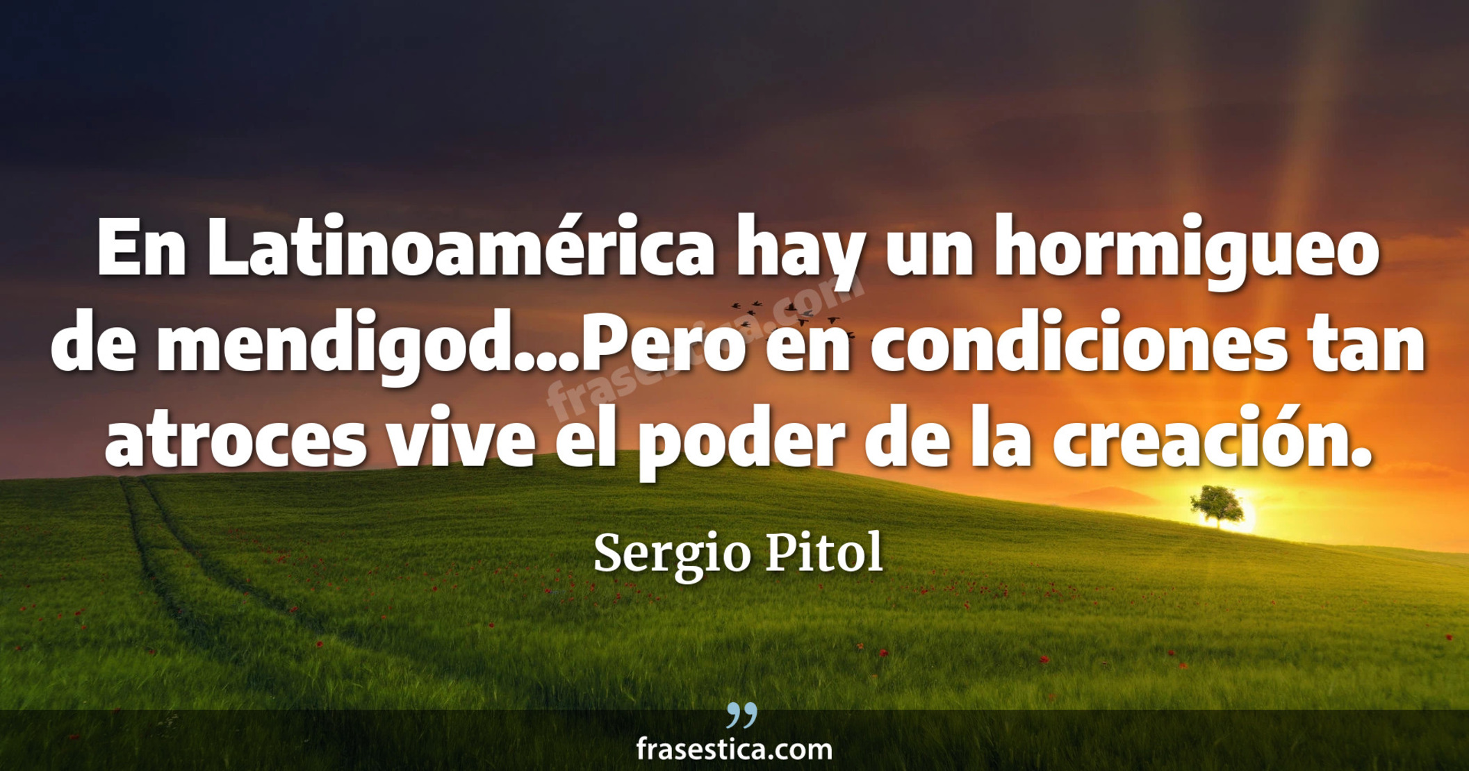 En Latinoamérica hay un hormigueo de mendigod...Pero en condiciones tan atroces vive el poder de la creación. - Sergio Pitol