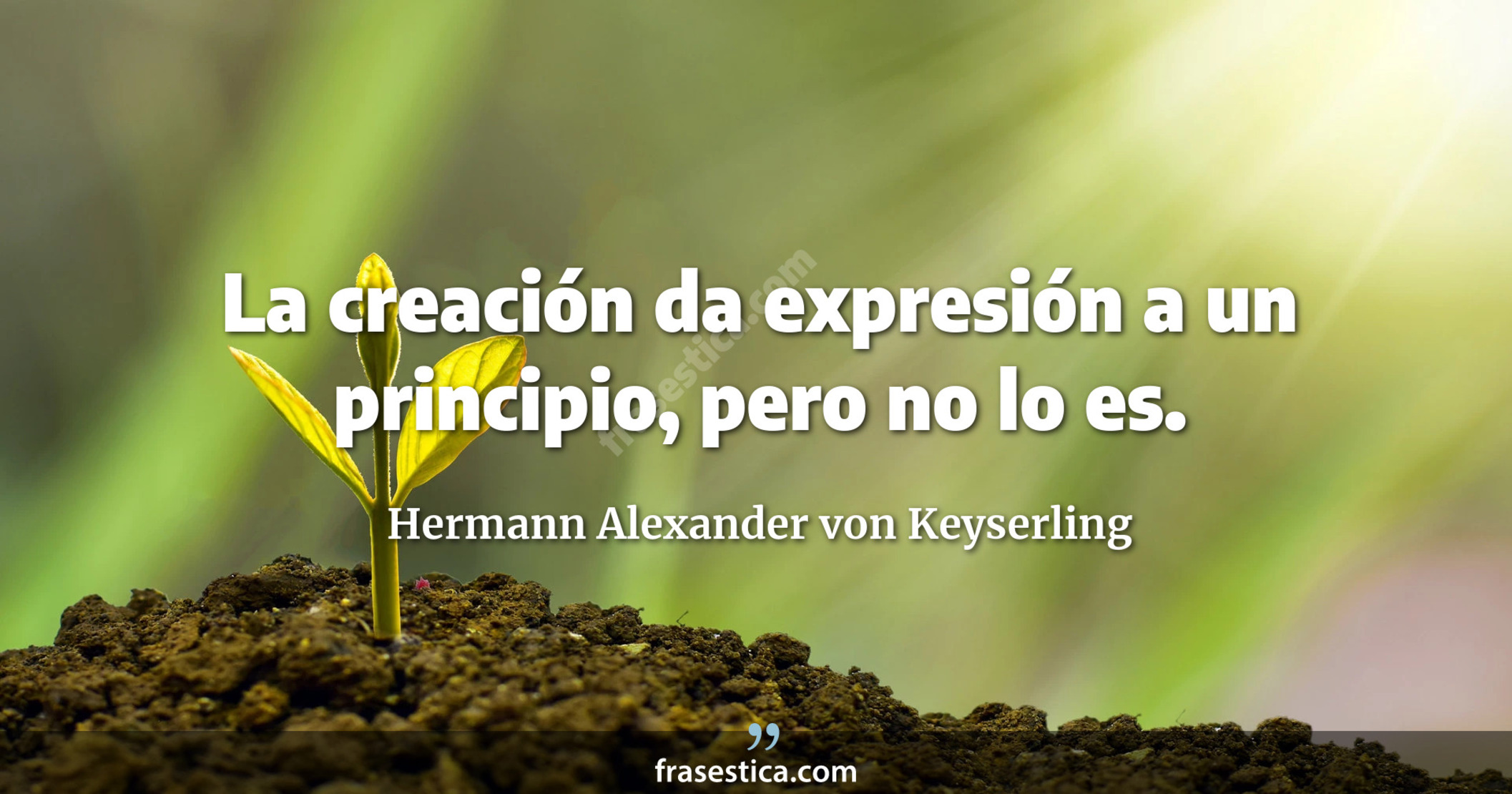 La creación da expresión a un principio, pero no lo es. - Hermann Alexander von Keyserling