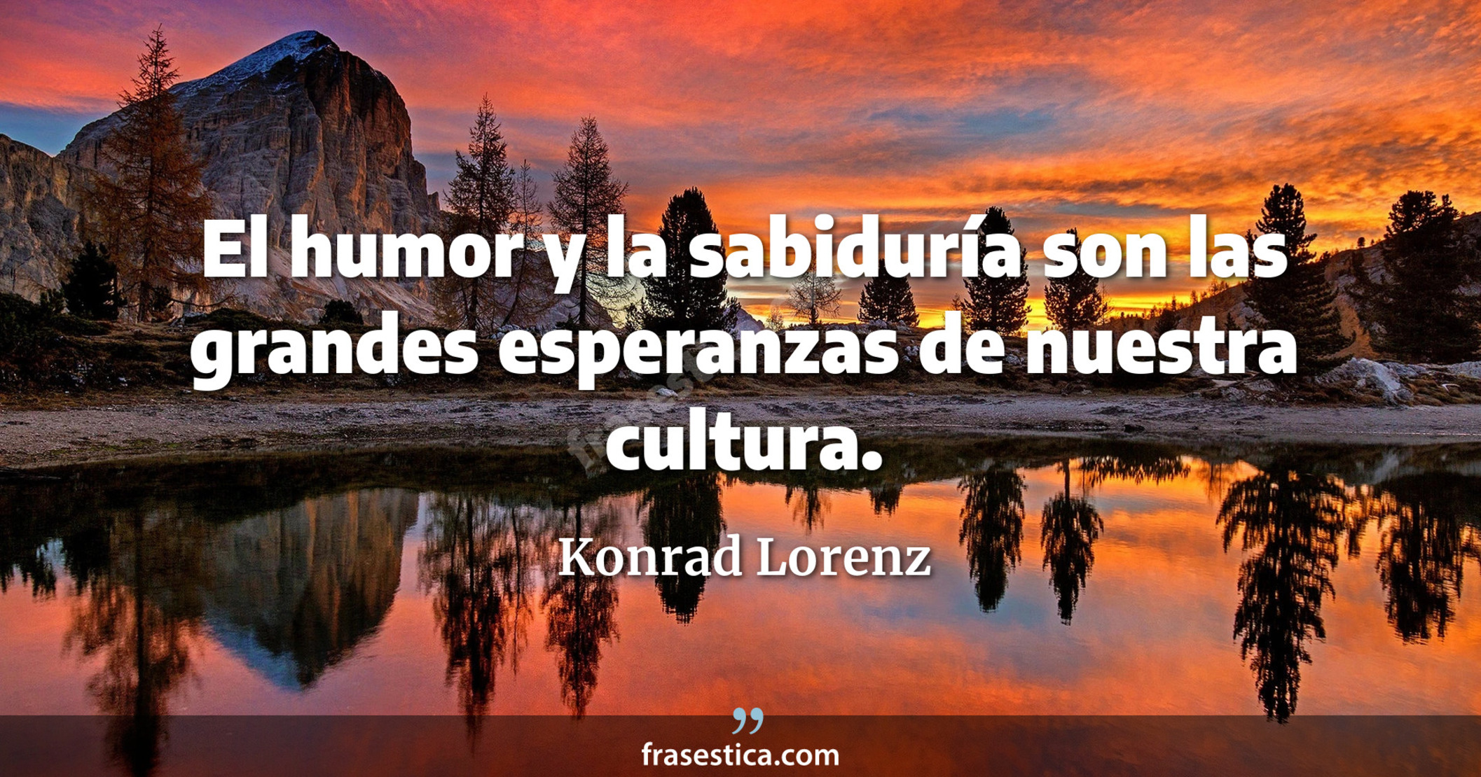 El humor y la sabiduría son las grandes esperanzas de nuestra cultura. - Konrad Lorenz
