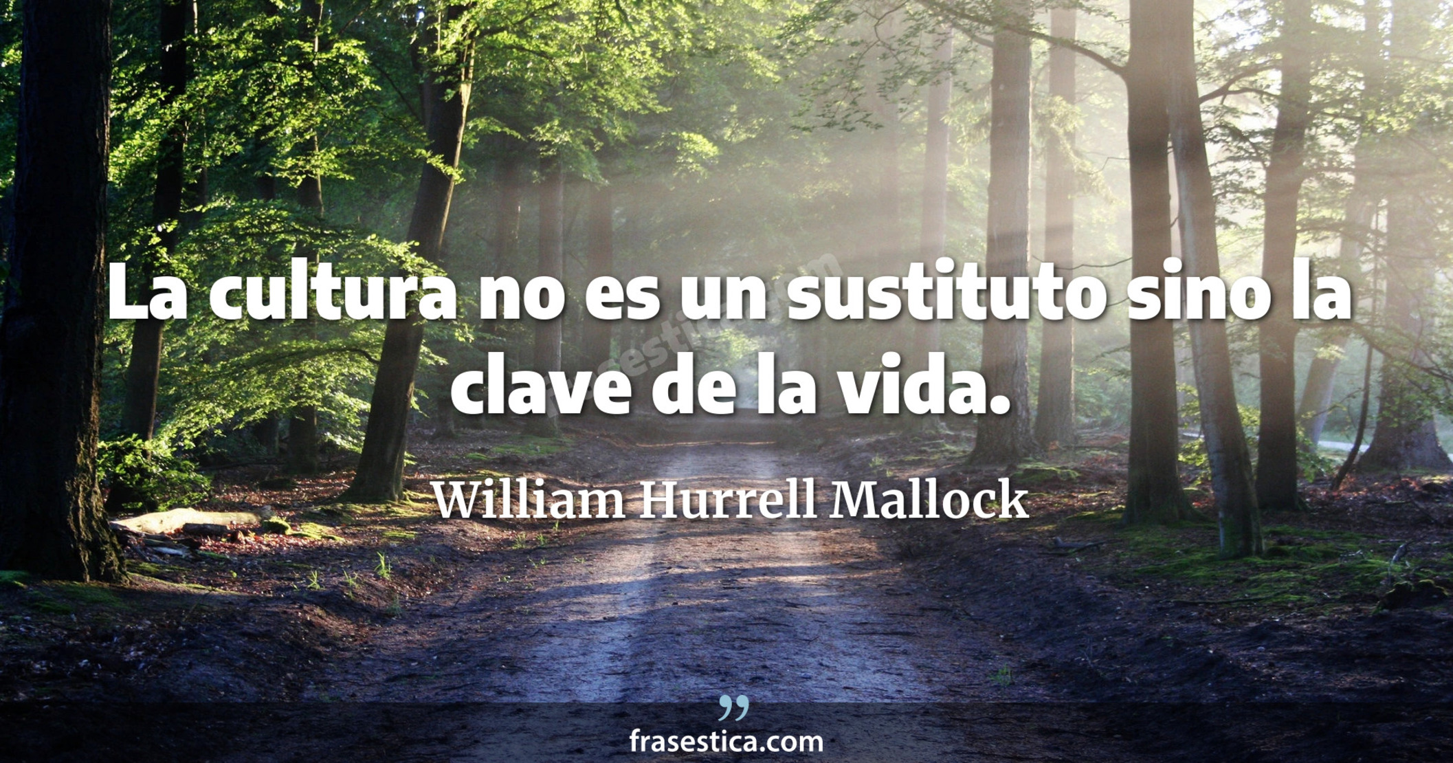 La cultura no es un sustituto sino la clave de la vida. - William Hurrell Mallock