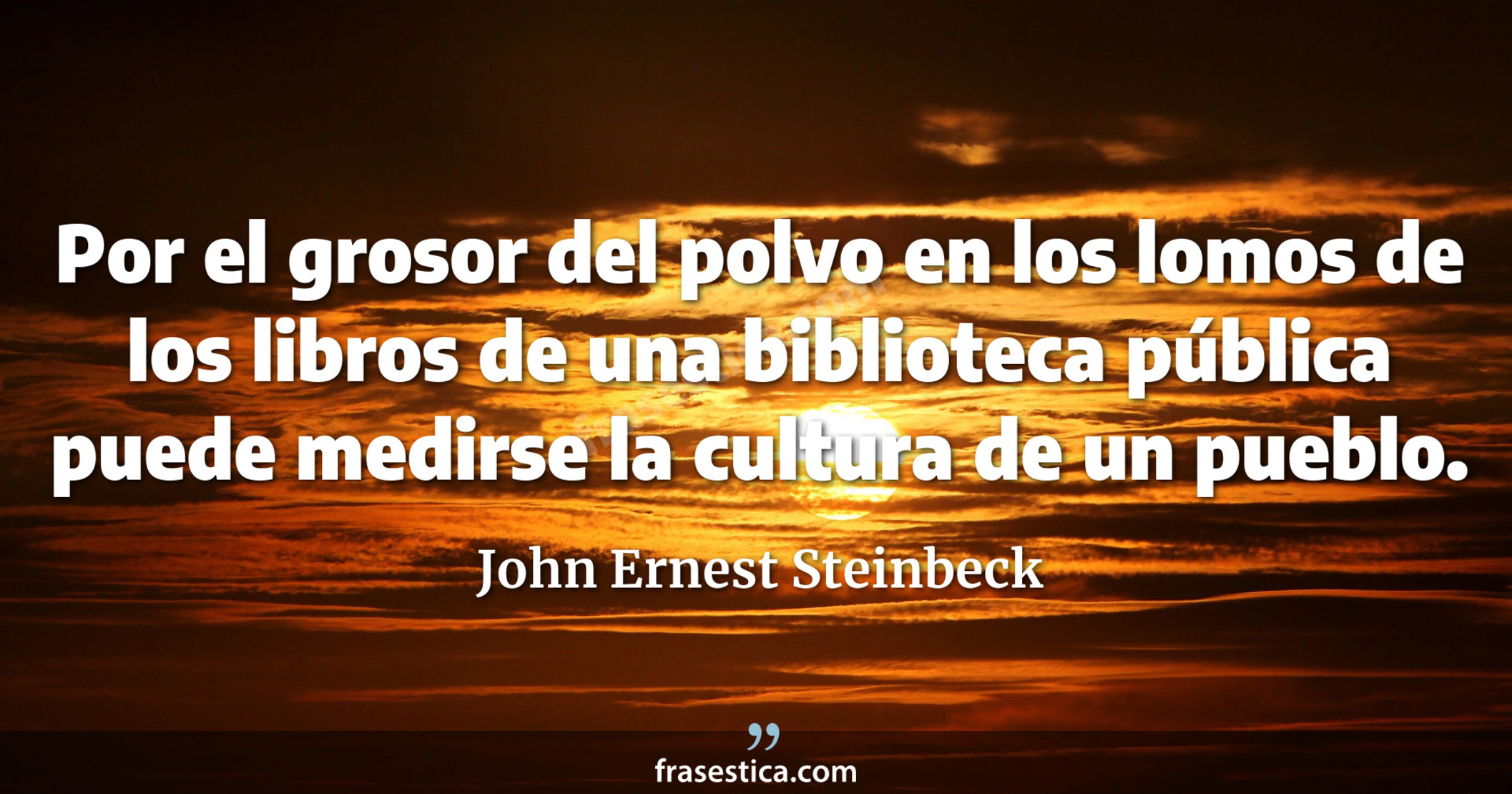 Por el grosor del polvo en los lomos de los libros de una biblioteca pública puede medirse la cultura de un pueblo. - John Ernest Steinbeck