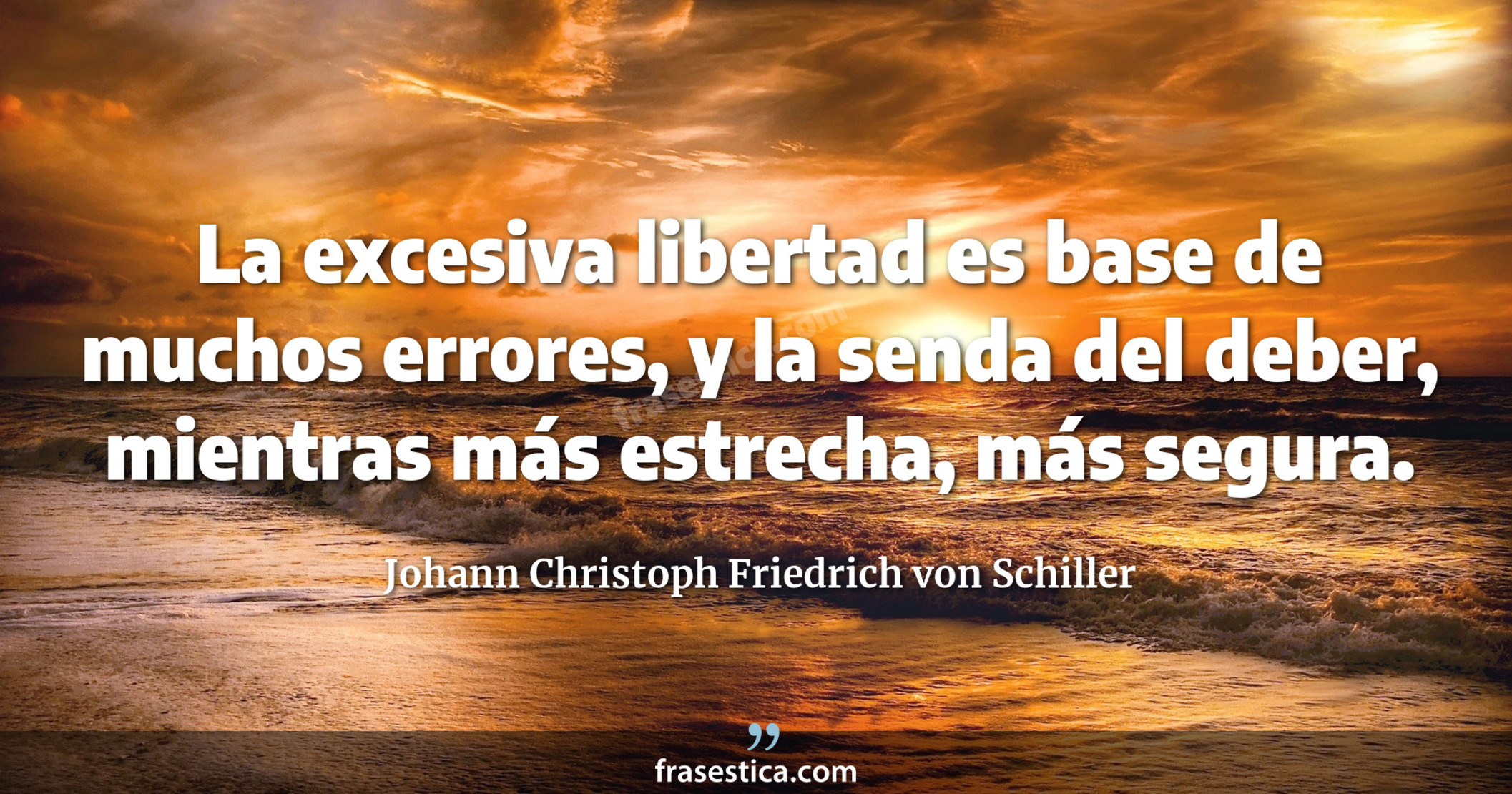 La excesiva libertad es base de muchos errores, y la senda del deber, mientras más estrecha, más segura. - Johann Christoph Friedrich von Schiller