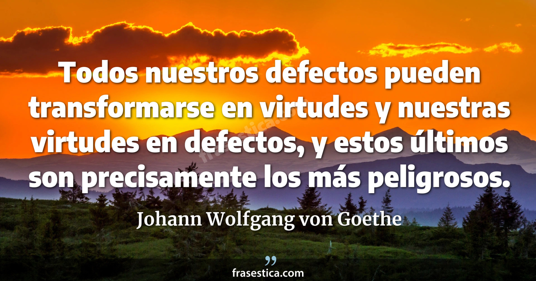 Todos nuestros defectos pueden transformarse en virtudes y nuestras virtudes en defectos, y estos últimos son precisamente los más peligrosos. - Johann Wolfgang von Goethe