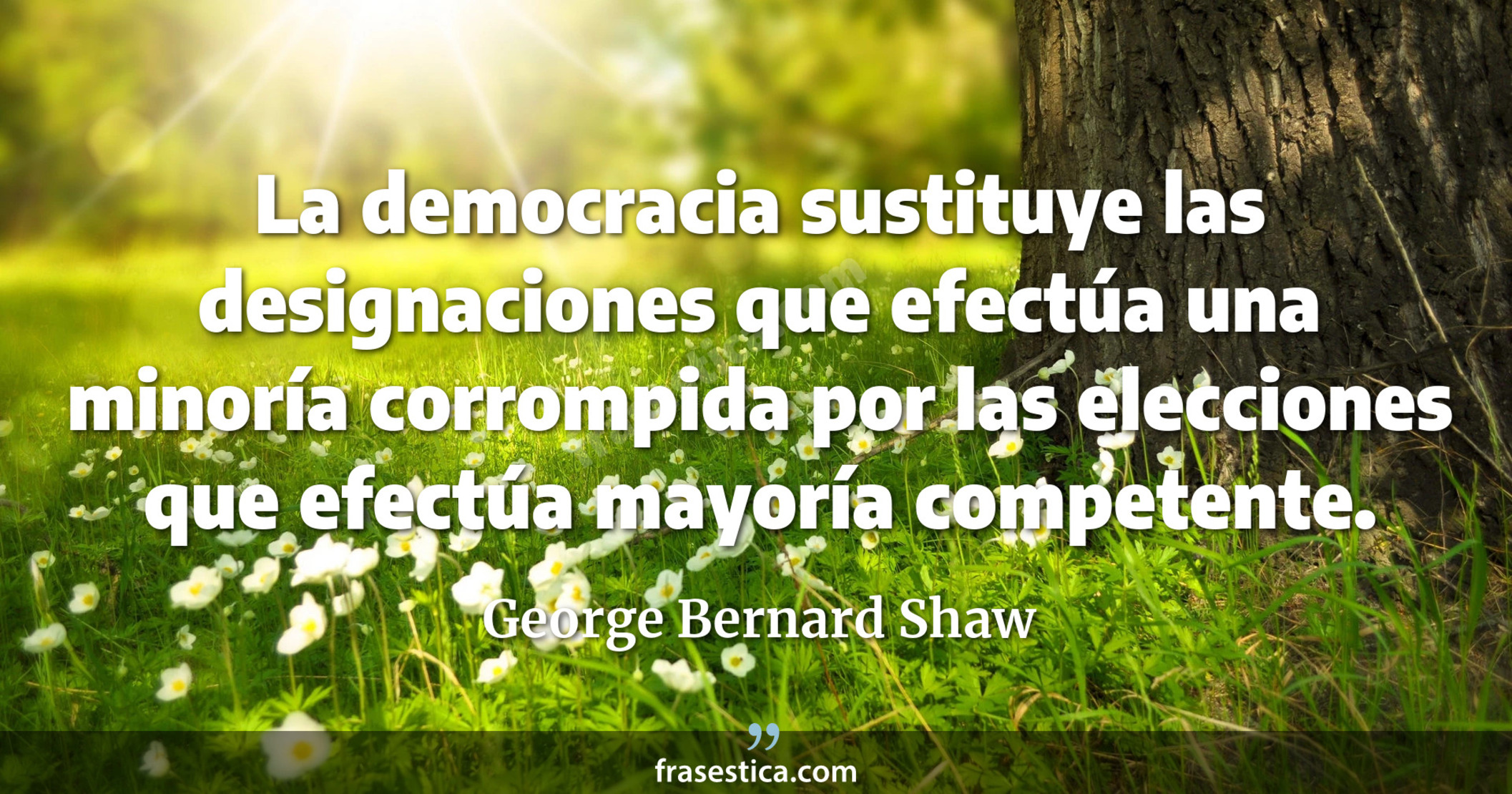 La democracia sustituye las designaciones que efectúa una minoría corrompida por las elecciones que efectúa mayoría competente. - George Bernard Shaw