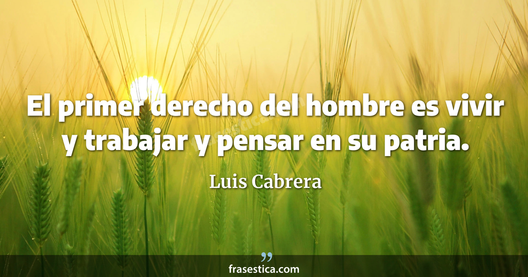 El primer derecho del hombre es vivir y trabajar y pensar en su patria. - Luis Cabrera