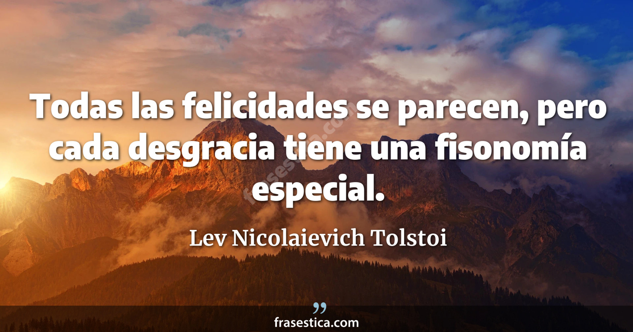 Todas las felicidades se parecen, pero cada desgracia tiene una fisonomía especial. - Lev Nicolaievich Tolstoi