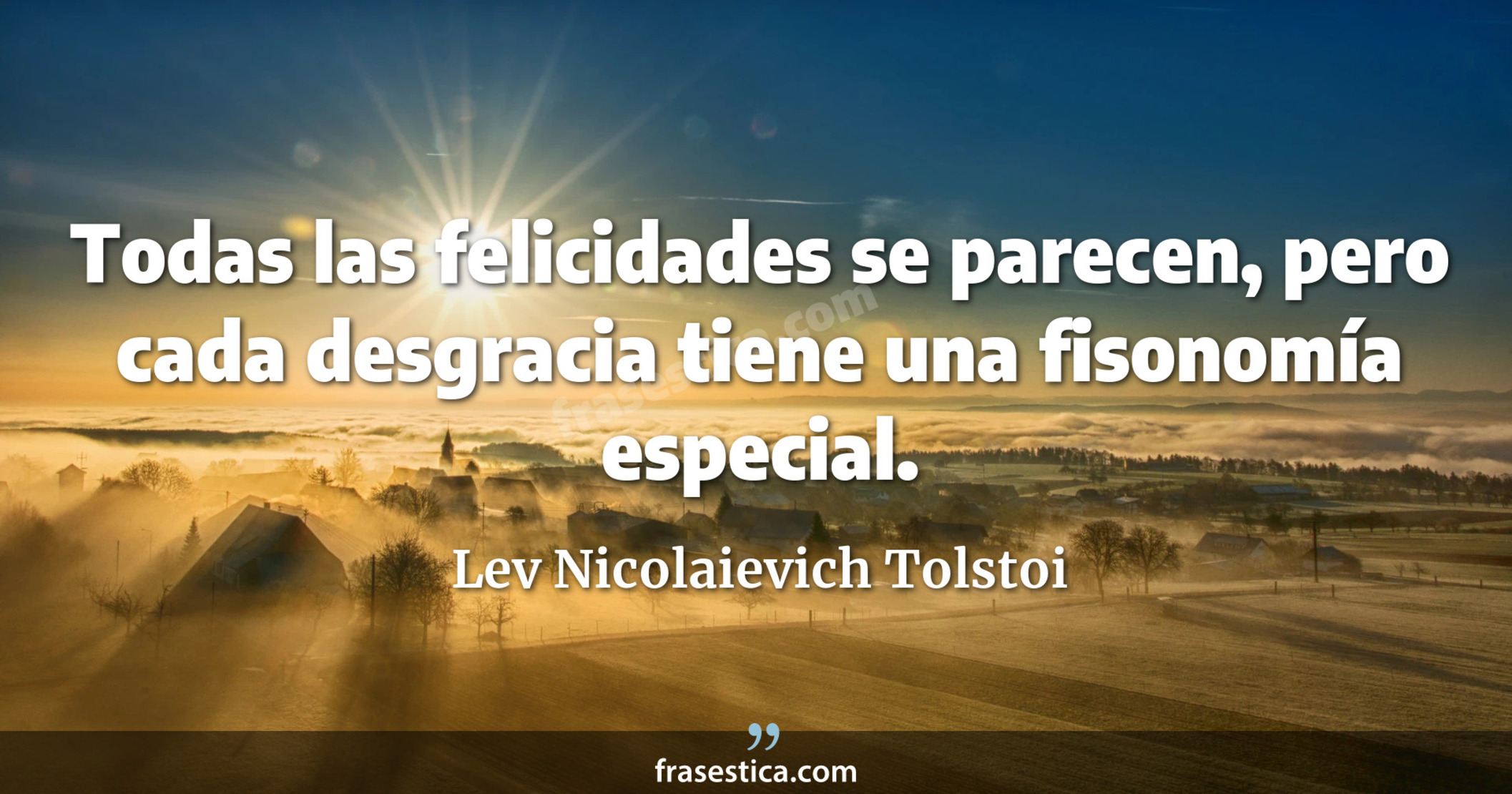 Todas las felicidades se parecen, pero cada desgracia tiene una fisonomía especial. - Lev Nicolaievich Tolstoi