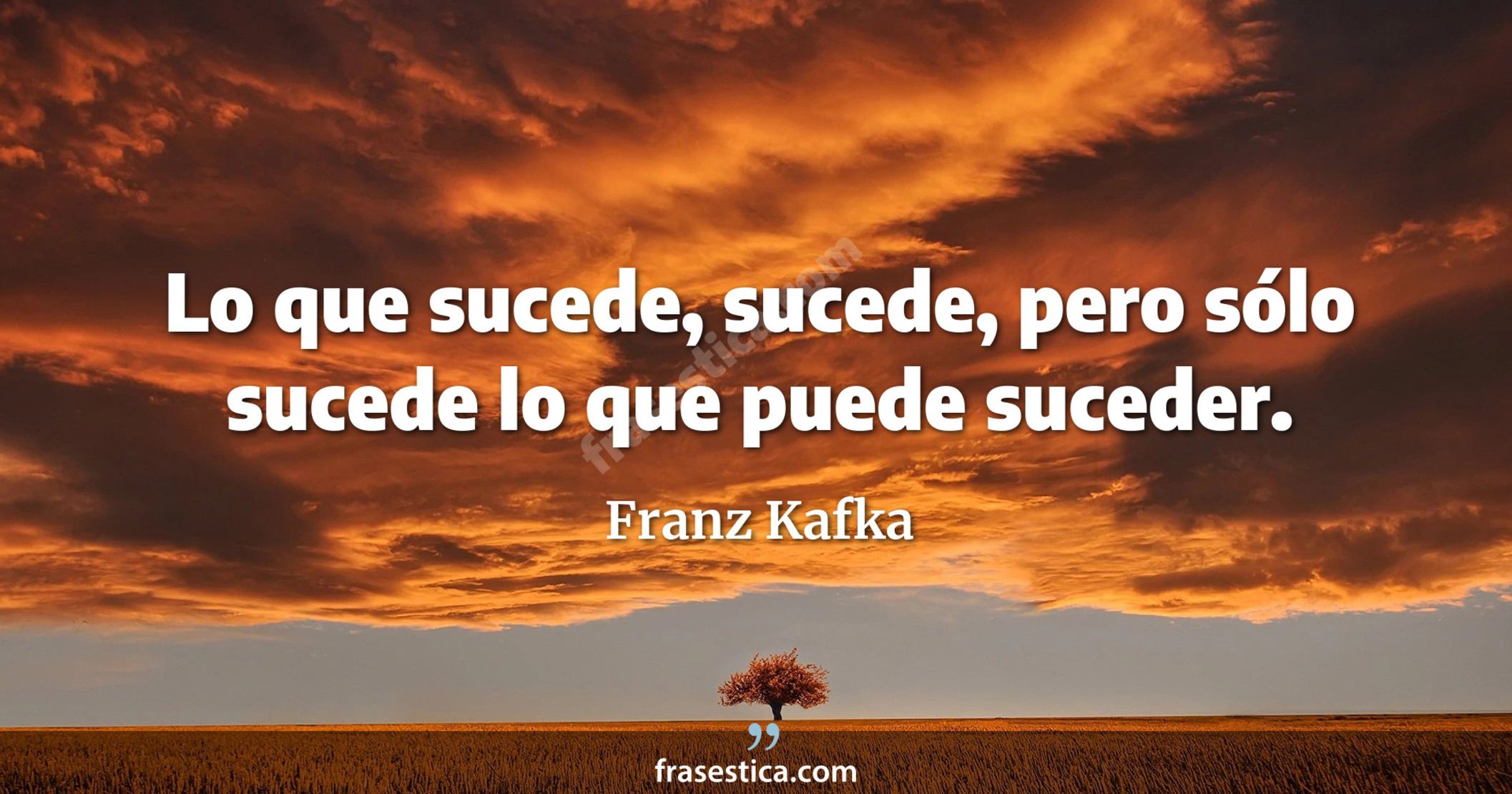 Lo que sucede, sucede, pero sólo sucede lo que puede suceder. - Franz Kafka