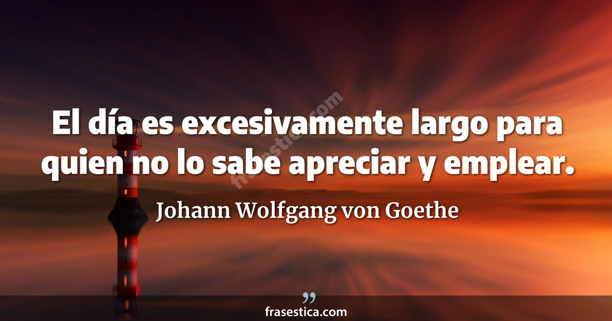 El día es excesivamente largo para quien no lo sabe apreciar y emplear. - Johann Wolfgang von Goethe