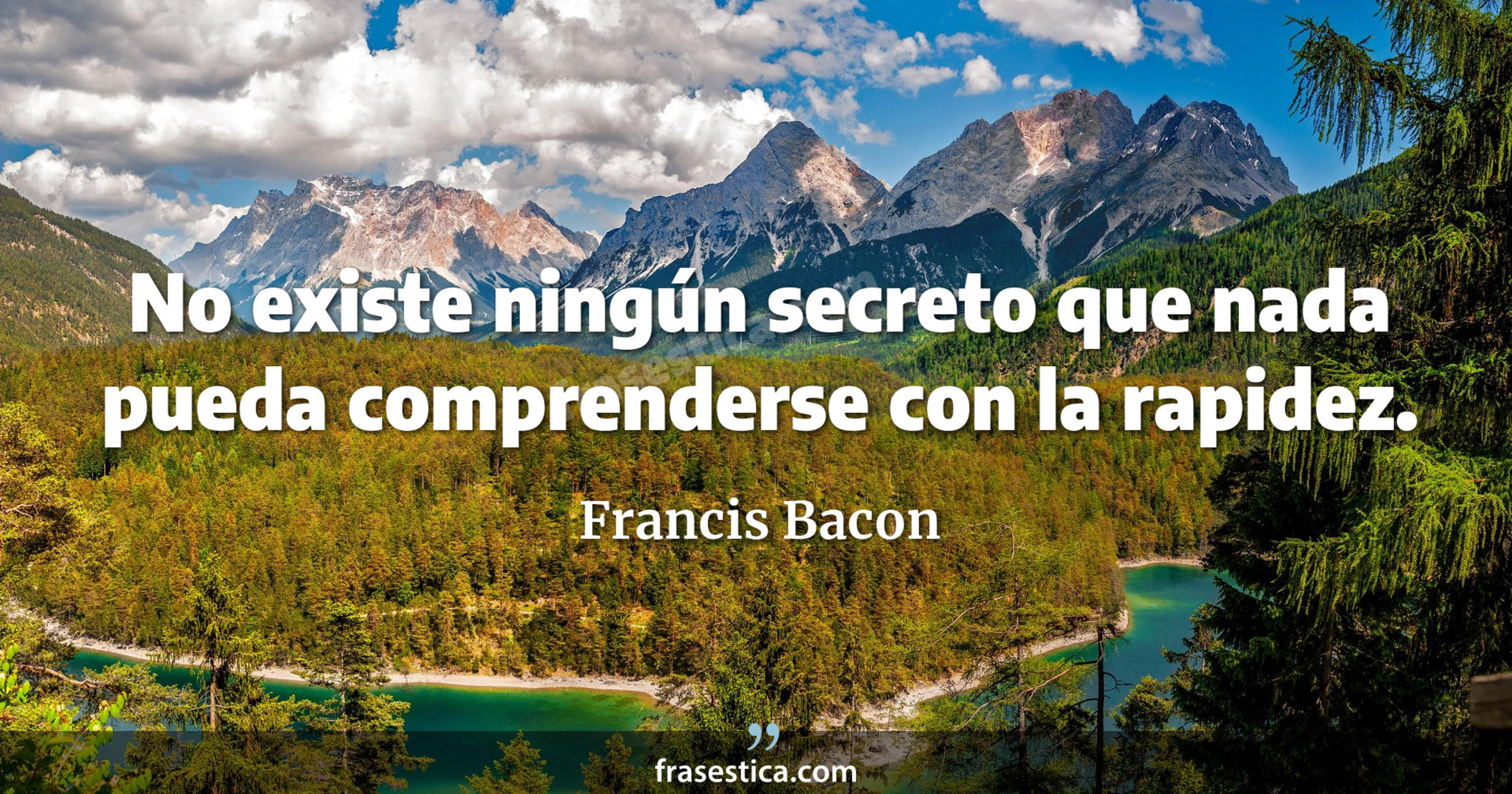 No existe ningún secreto que nada pueda comprenderse con la rapidez. - Francis Bacon