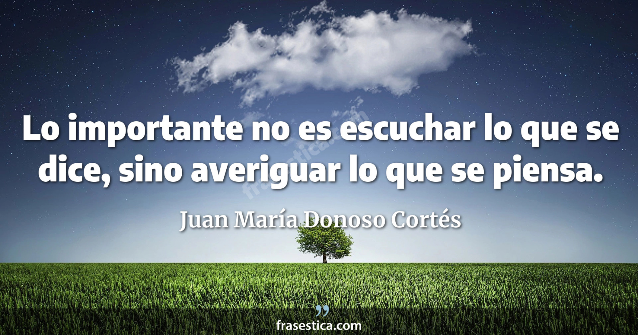 Lo importante no es escuchar lo que se dice, sino averiguar lo que se piensa. - Juan María Donoso Cortés