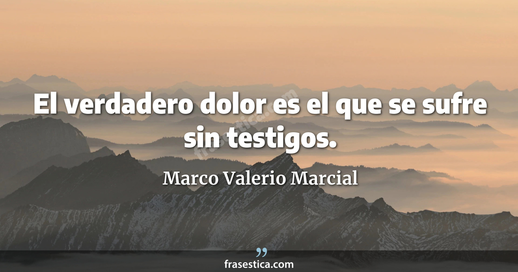 El verdadero dolor es el que se sufre sin testigos. - Marco Valerio Marcial