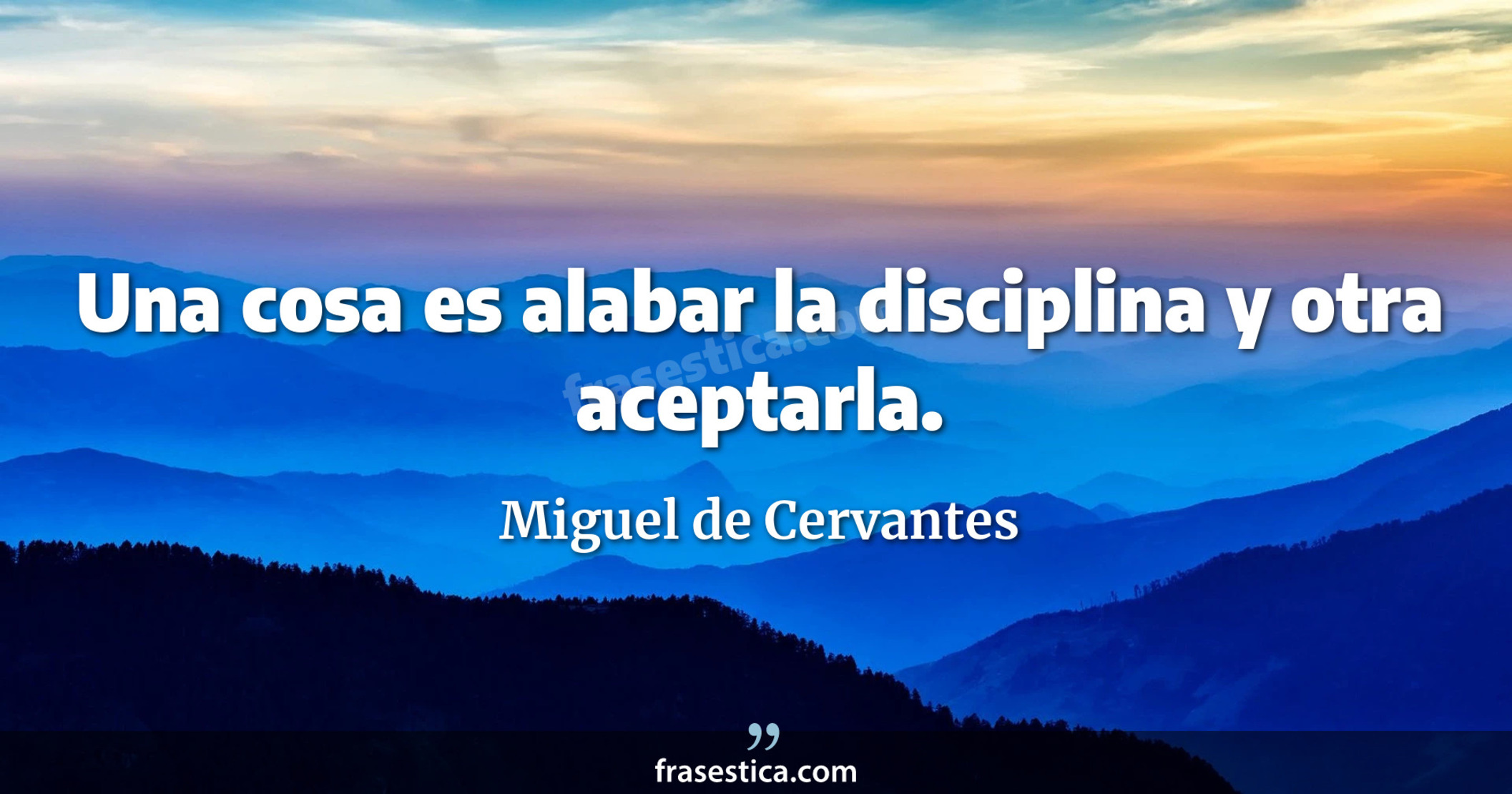 Una cosa es alabar la disciplina y otra aceptarla. - Miguel de Cervantes