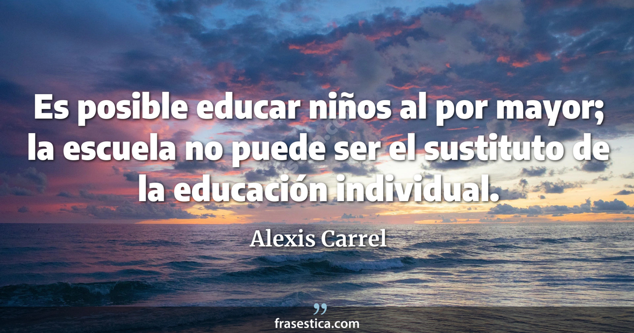 Es posible educar niños al por mayor; la escuela no puede ser el sustituto de la educación individual. - Alexis Carrel