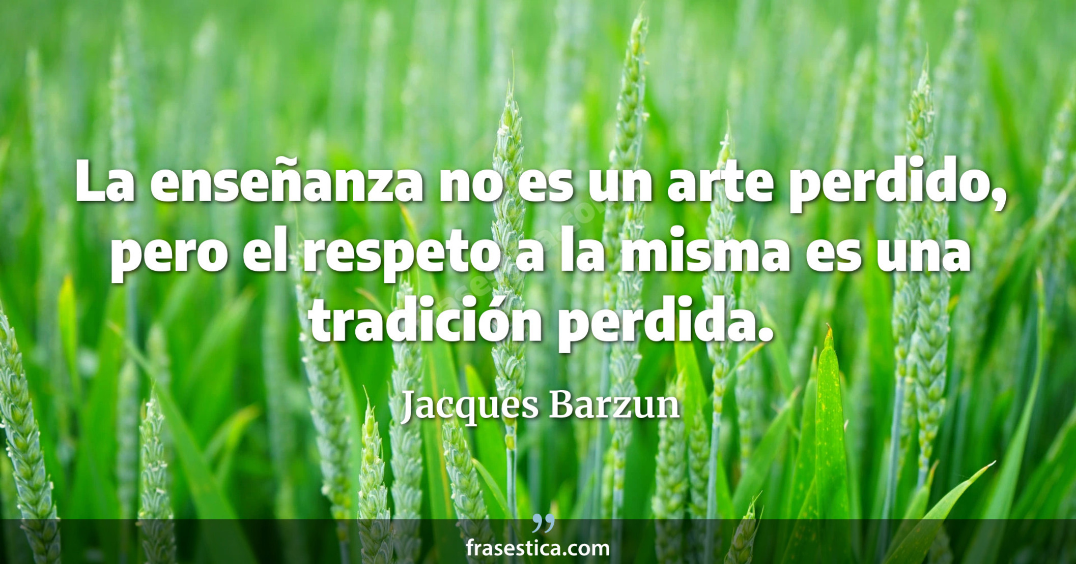 La enseñanza no es un arte perdido, pero el respeto a la misma es una tradición perdida. - Jacques Barzun