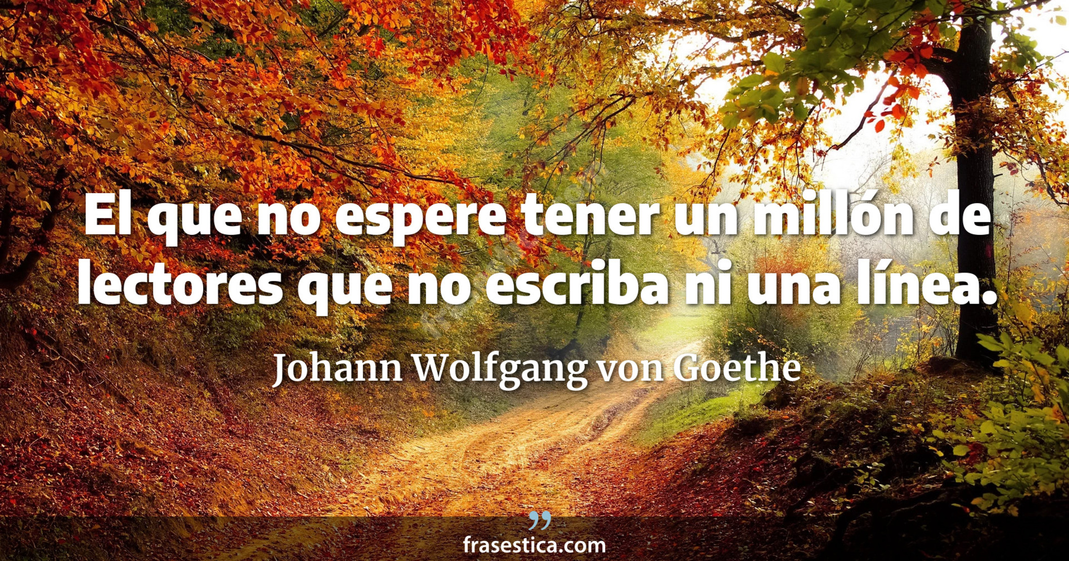 El que no espere tener un millón de lectores que no escriba ni una línea. - Johann Wolfgang von Goethe