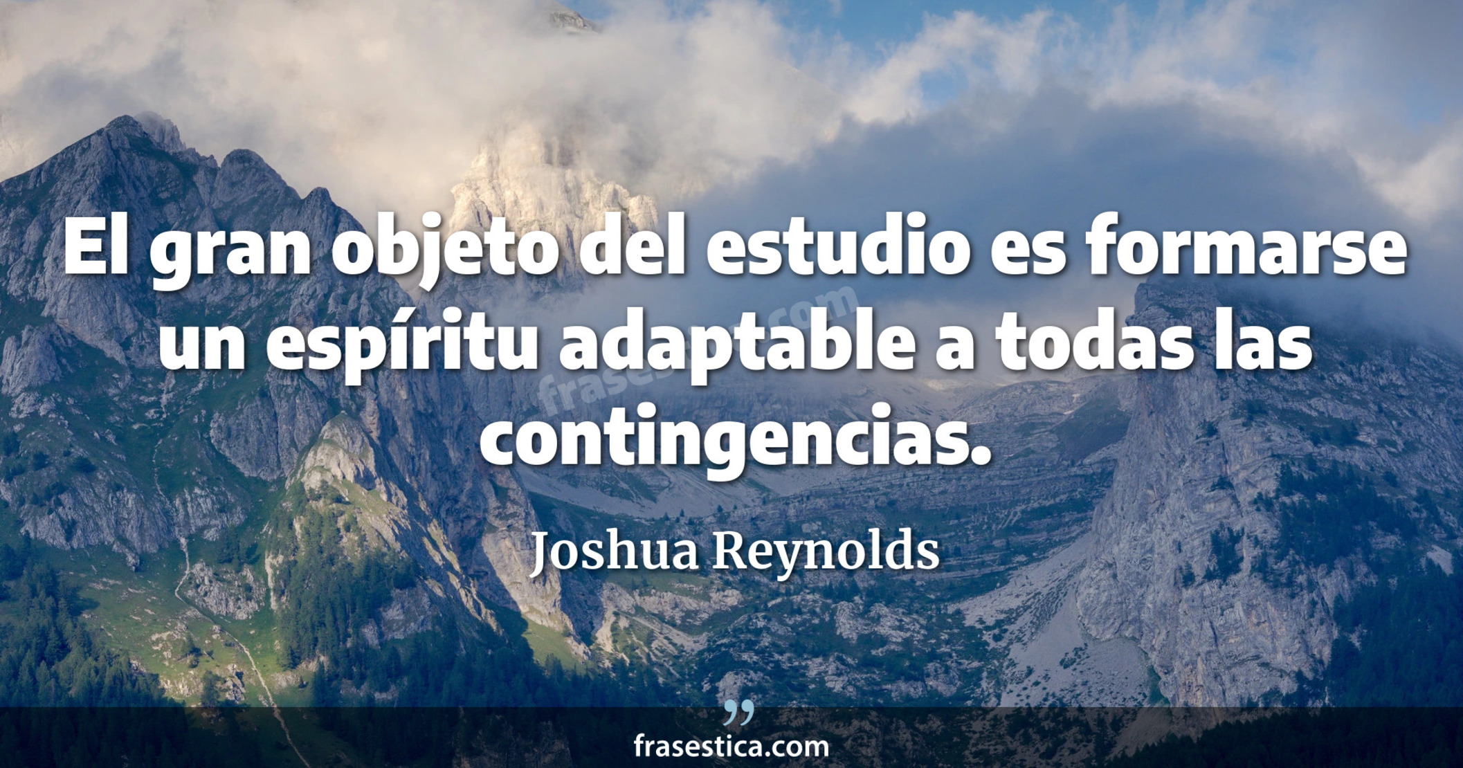 El gran objeto del estudio es formarse un espíritu adaptable a todas las contingencias. - Joshua Reynolds