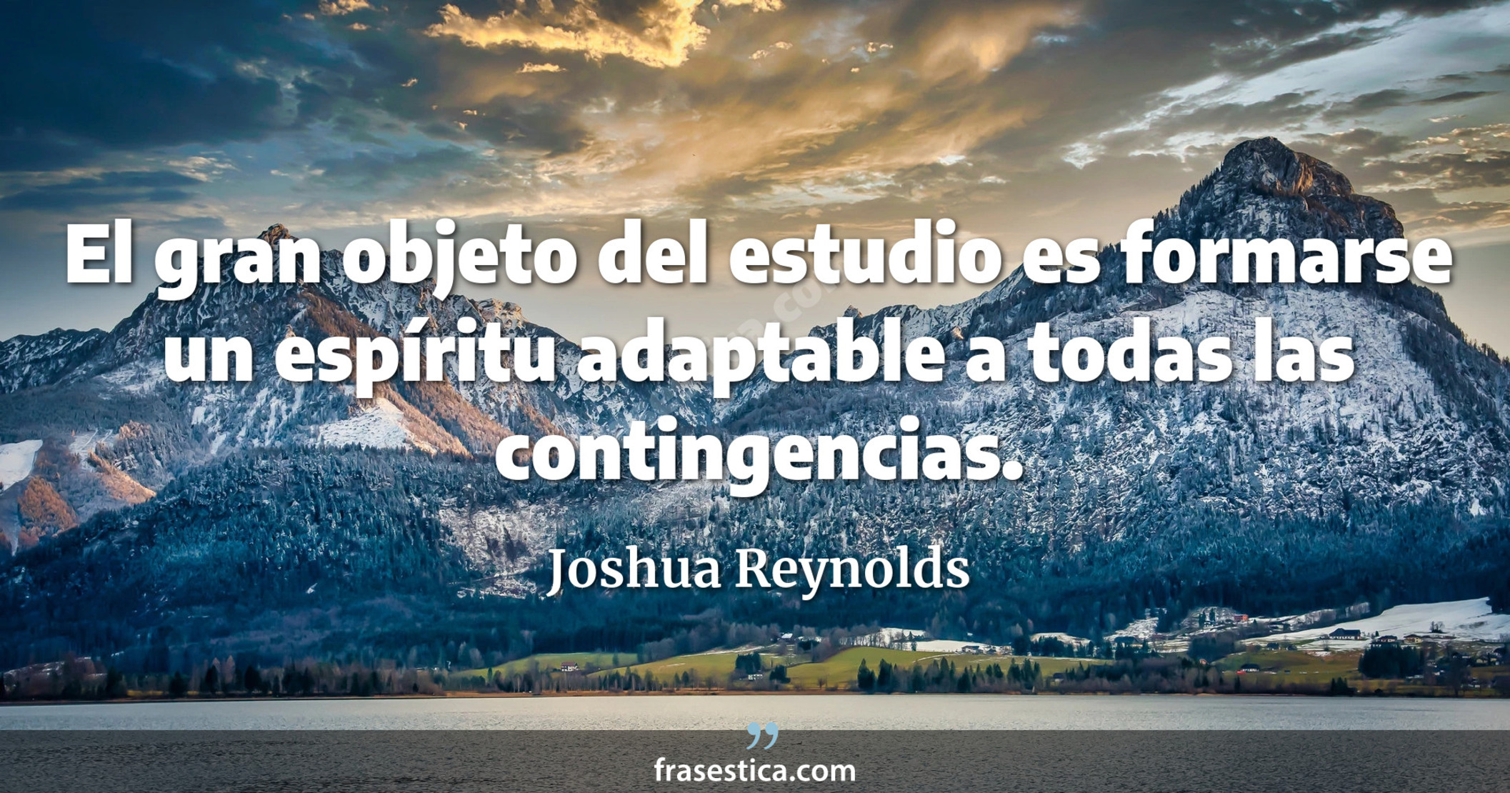 El gran objeto del estudio es formarse un espíritu adaptable a todas las contingencias. - Joshua Reynolds