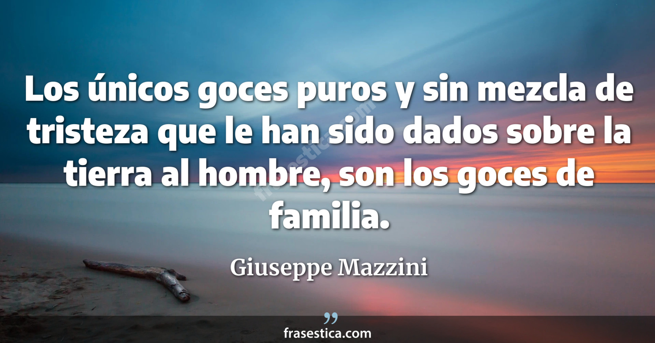 Los únicos goces puros y sin mezcla de tristeza que le han sido dados sobre la tierra al hombre, son los goces de familia. - Giuseppe Mazzini