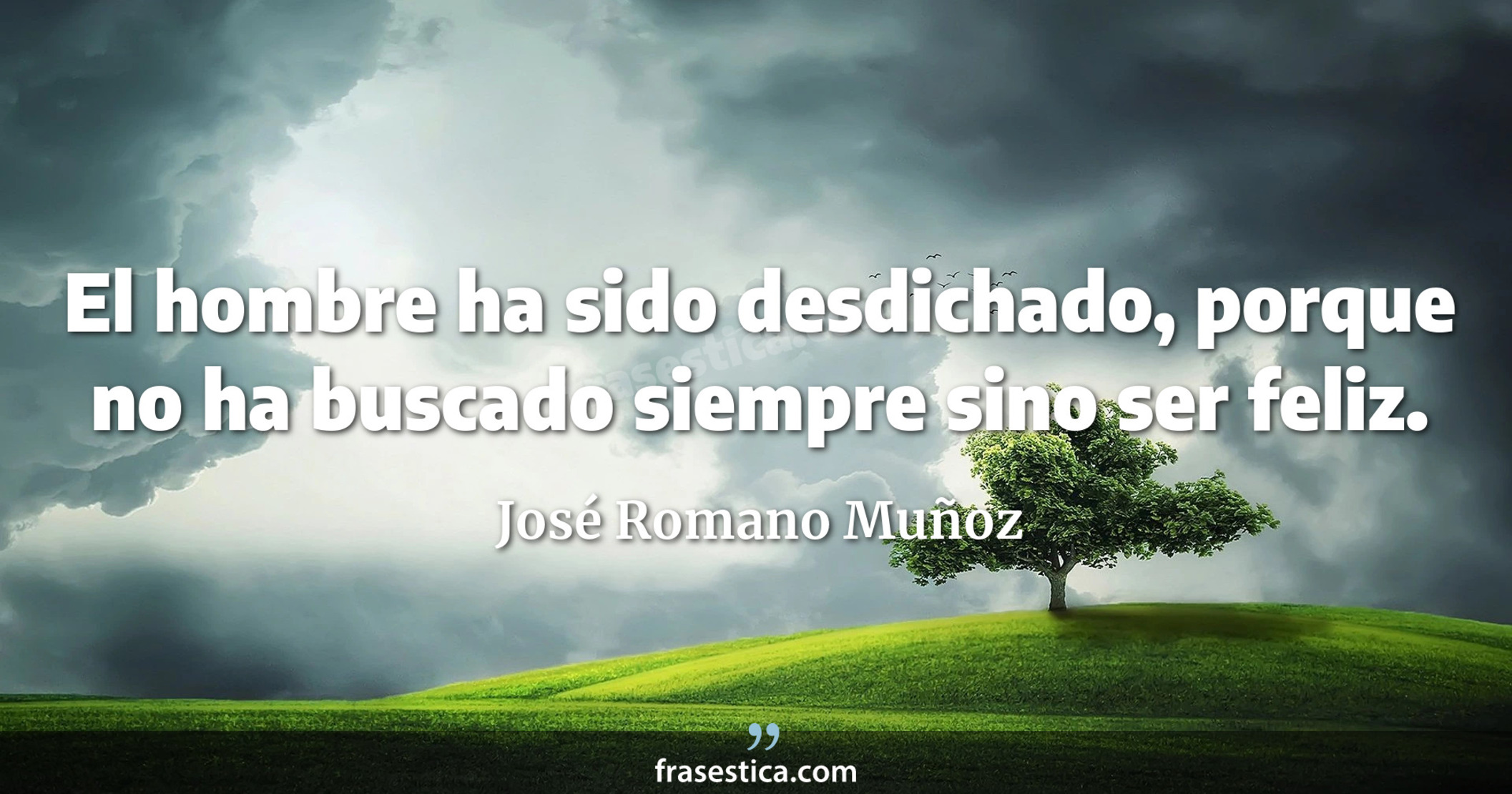 El hombre ha sido desdichado, porque no ha buscado siempre sino ser feliz. - José Romano Muñoz