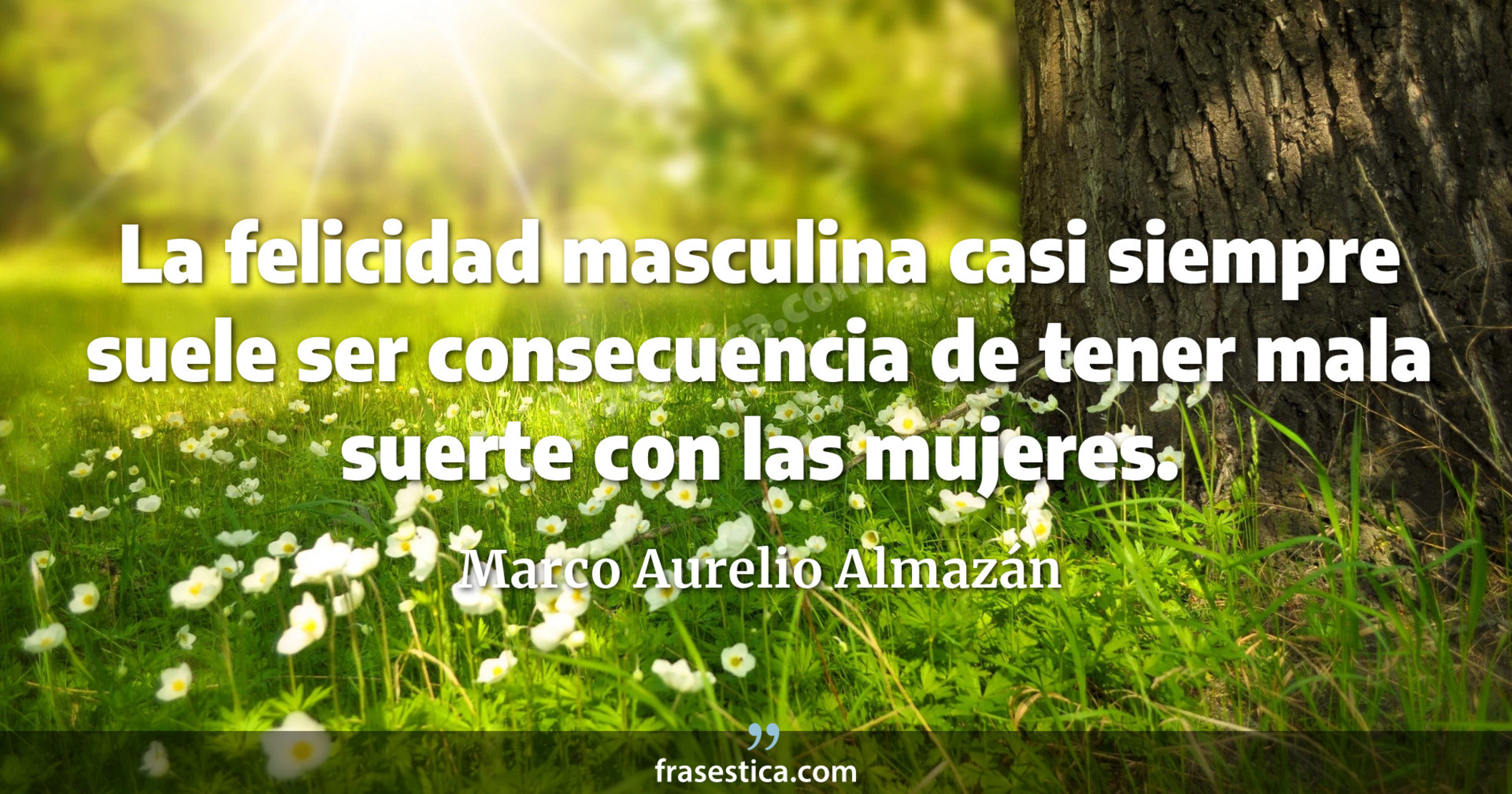 La felicidad masculina casi siempre suele ser consecuencia de tener mala suerte con las mujeres. - Marco Aurelio Almazán