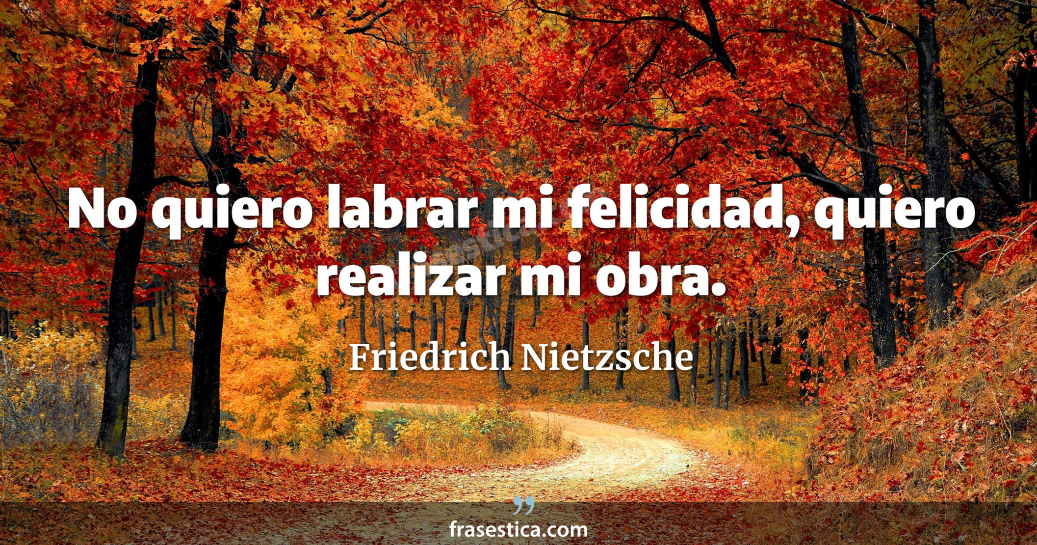 No quiero labrar mi felicidad, quiero realizar mi obra. - Friedrich Nietzsche