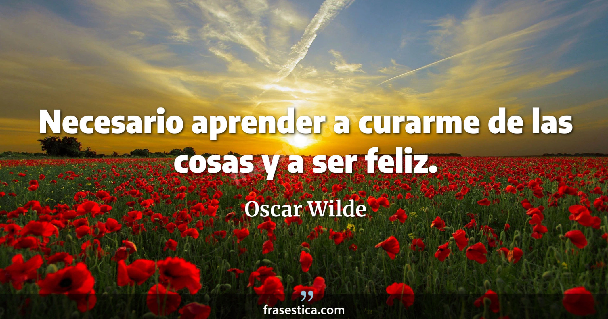 Necesario aprender a curarme de las cosas y a ser feliz. - Oscar Wilde