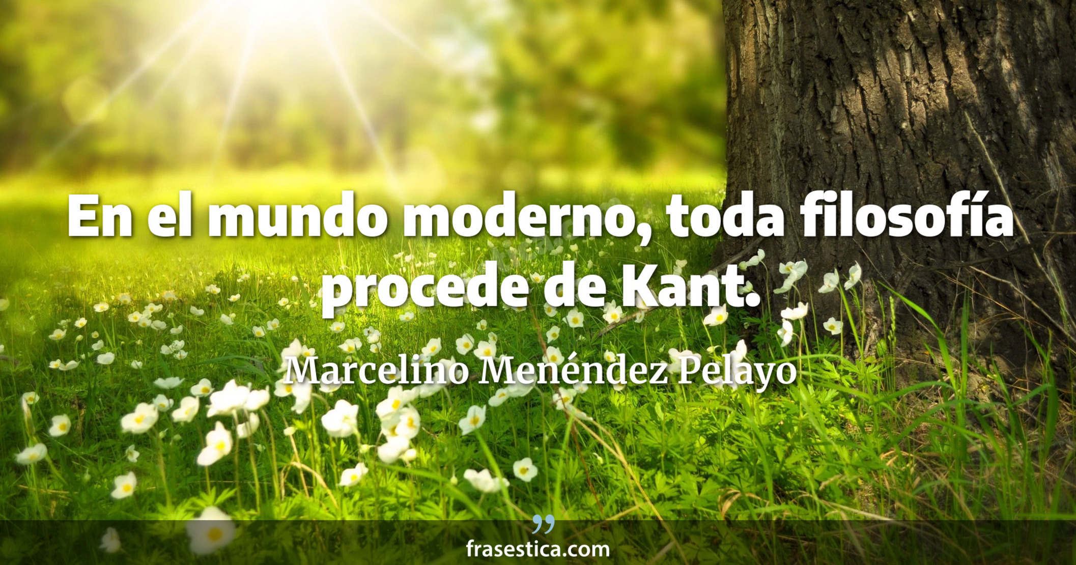 En el mundo moderno, toda filosofía procede de Kant. - Marcelino Menéndez Pelayo