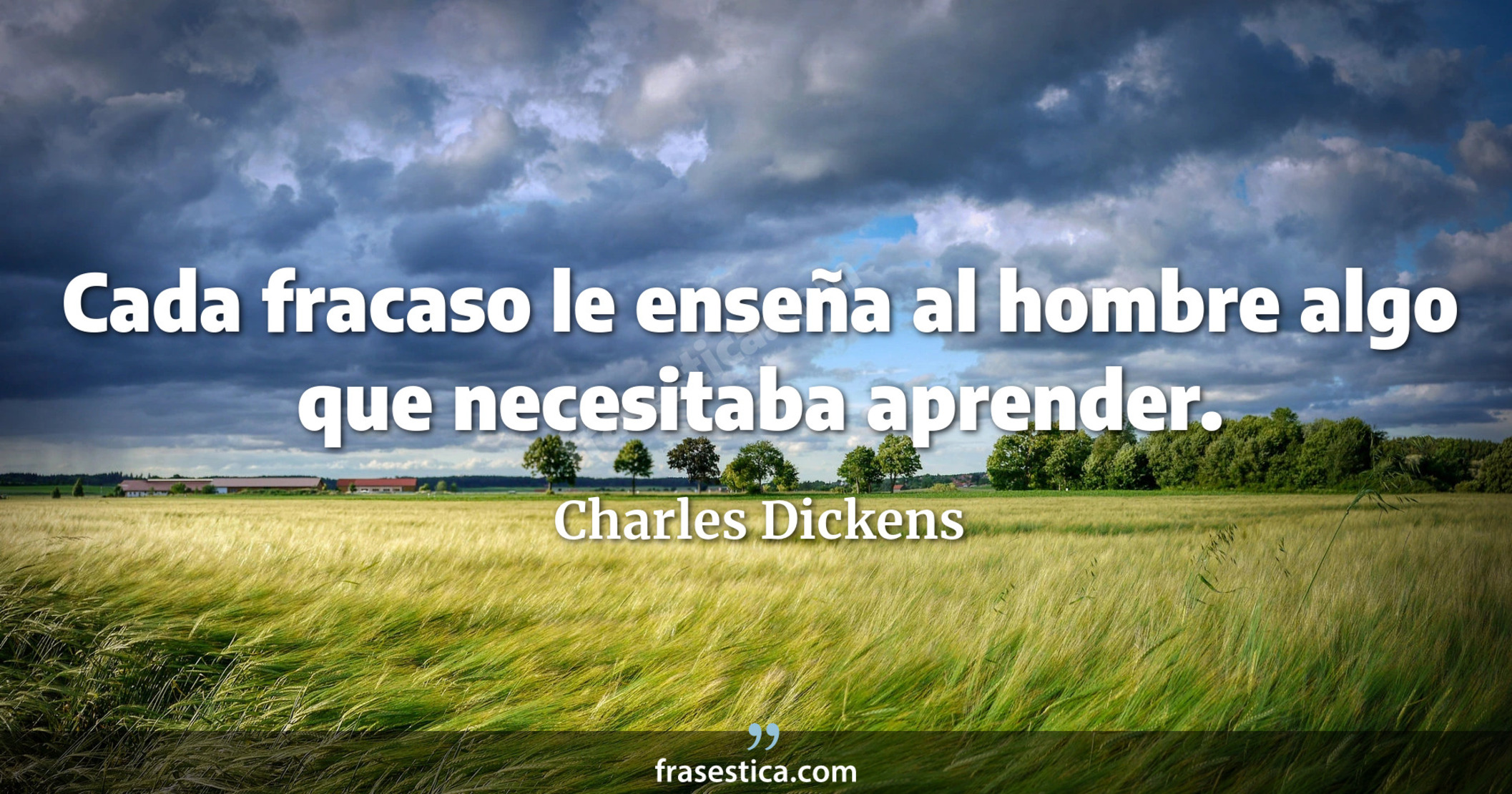 Cada fracaso le enseña al hombre algo que necesitaba aprender. - Charles Dickens