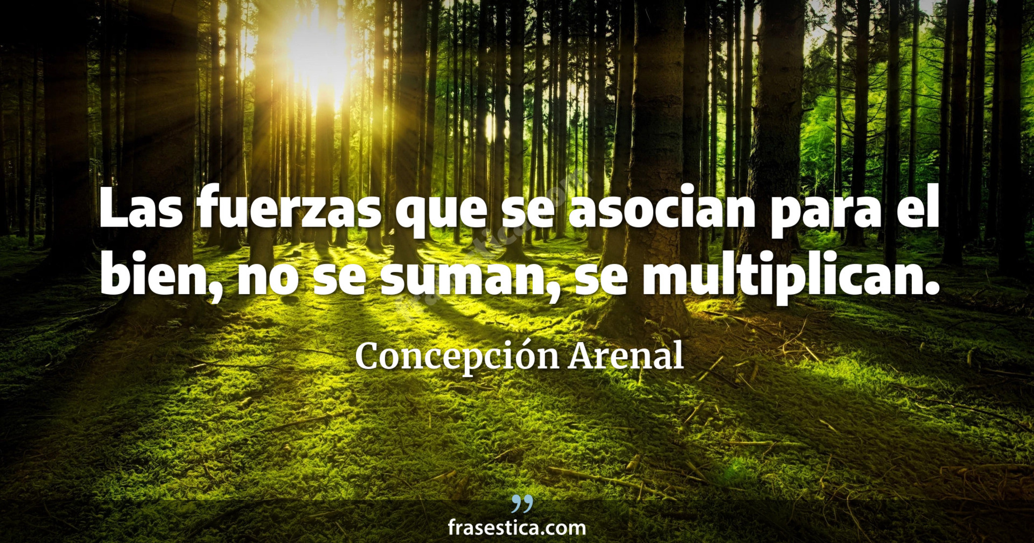 Las fuerzas que se asocian para el bien, no se suman, se multiplican. - Concepción Arenal