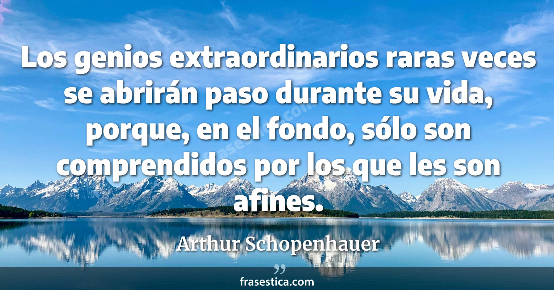 Los genios extraordinarios raras veces se abrirán paso durante su vida, porque, en el fondo, sólo son comprendidos por los que les son afines. - Arthur Schopenhauer