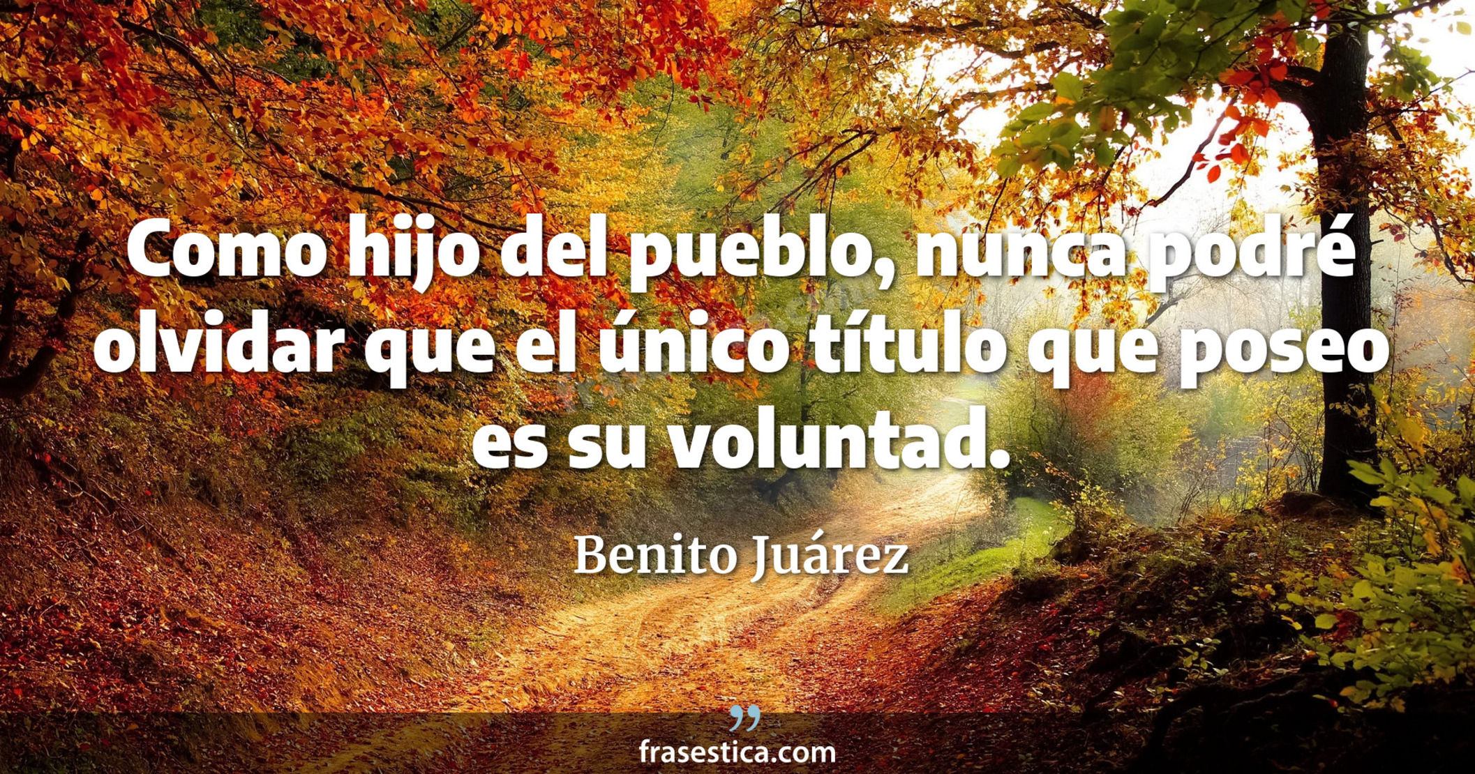 Como hijo del pueblo, nunca podré olvidar que el único título que poseo es su voluntad. - Benito Juárez