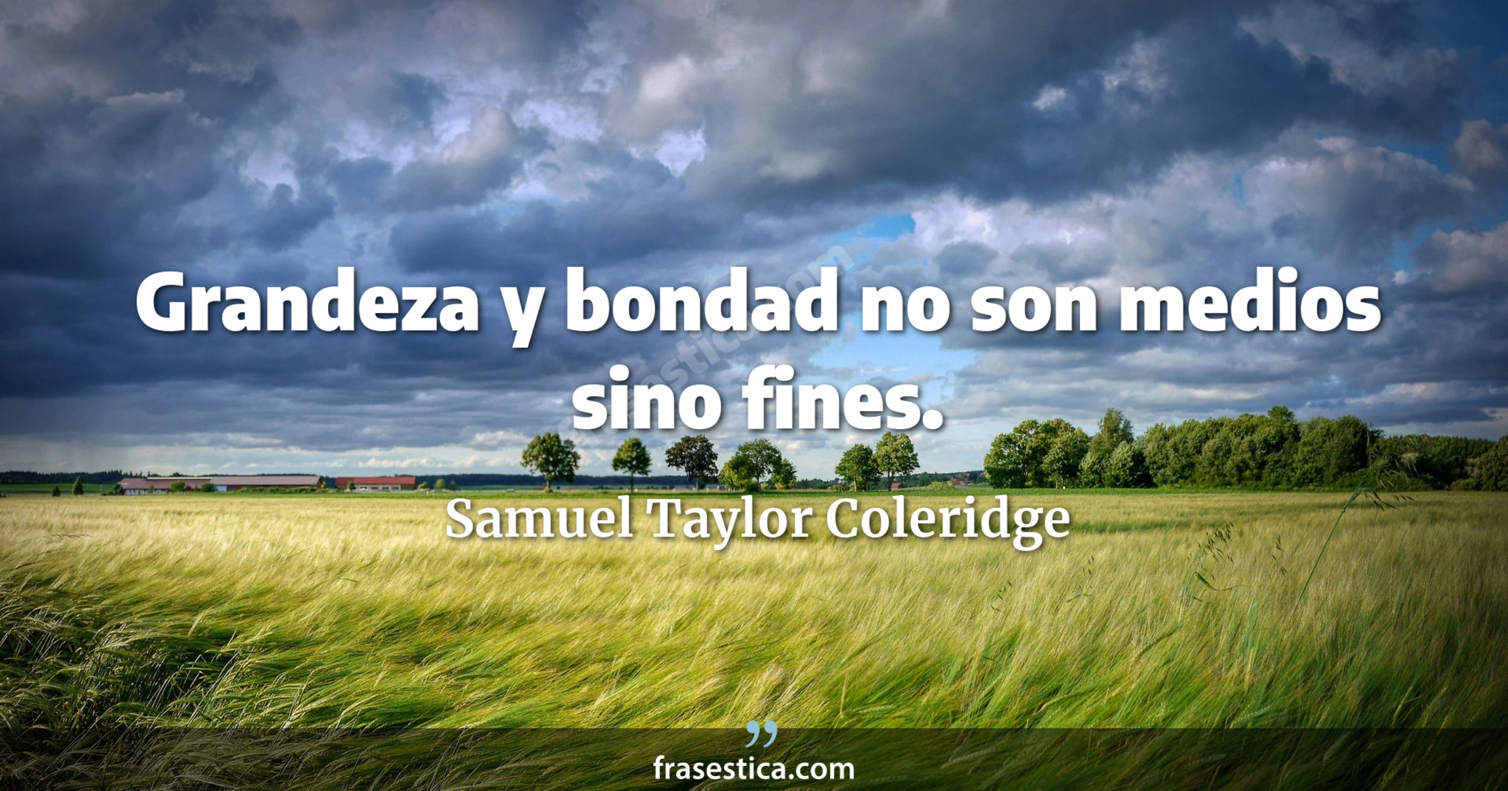 Grandeza y bondad no son medios sino fines. - Samuel Taylor Coleridge