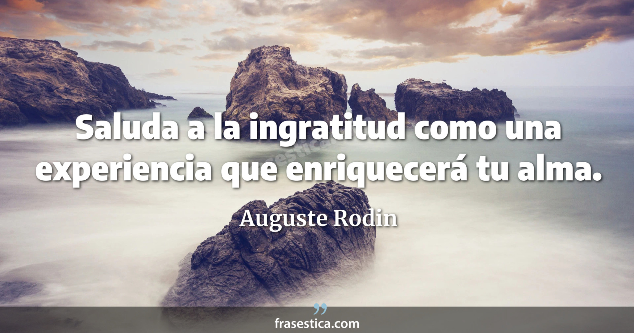 Saluda a la ingratitud como una experiencia que enriquecerá tu alma. - Auguste Rodin