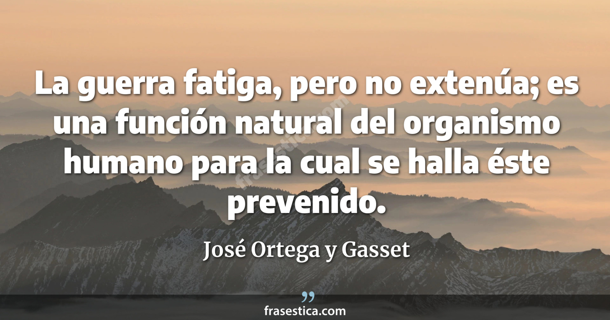 La guerra fatiga, pero no extenúa; es una función natural del organismo humano para la cual se halla éste prevenido. - José Ortega y Gasset