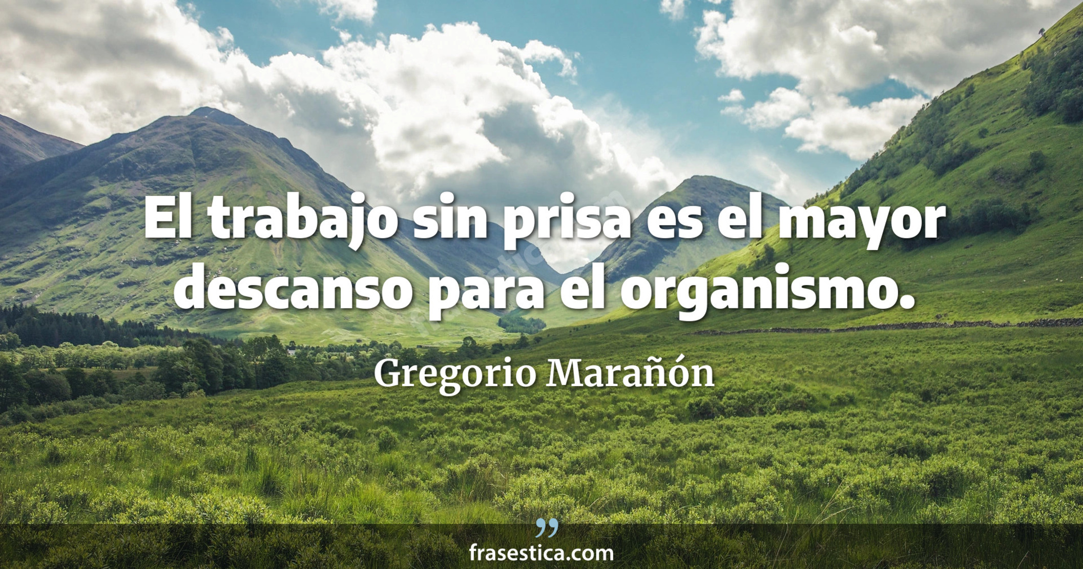 El trabajo sin prisa es el mayor descanso para el organismo. - Gregorio Marañón