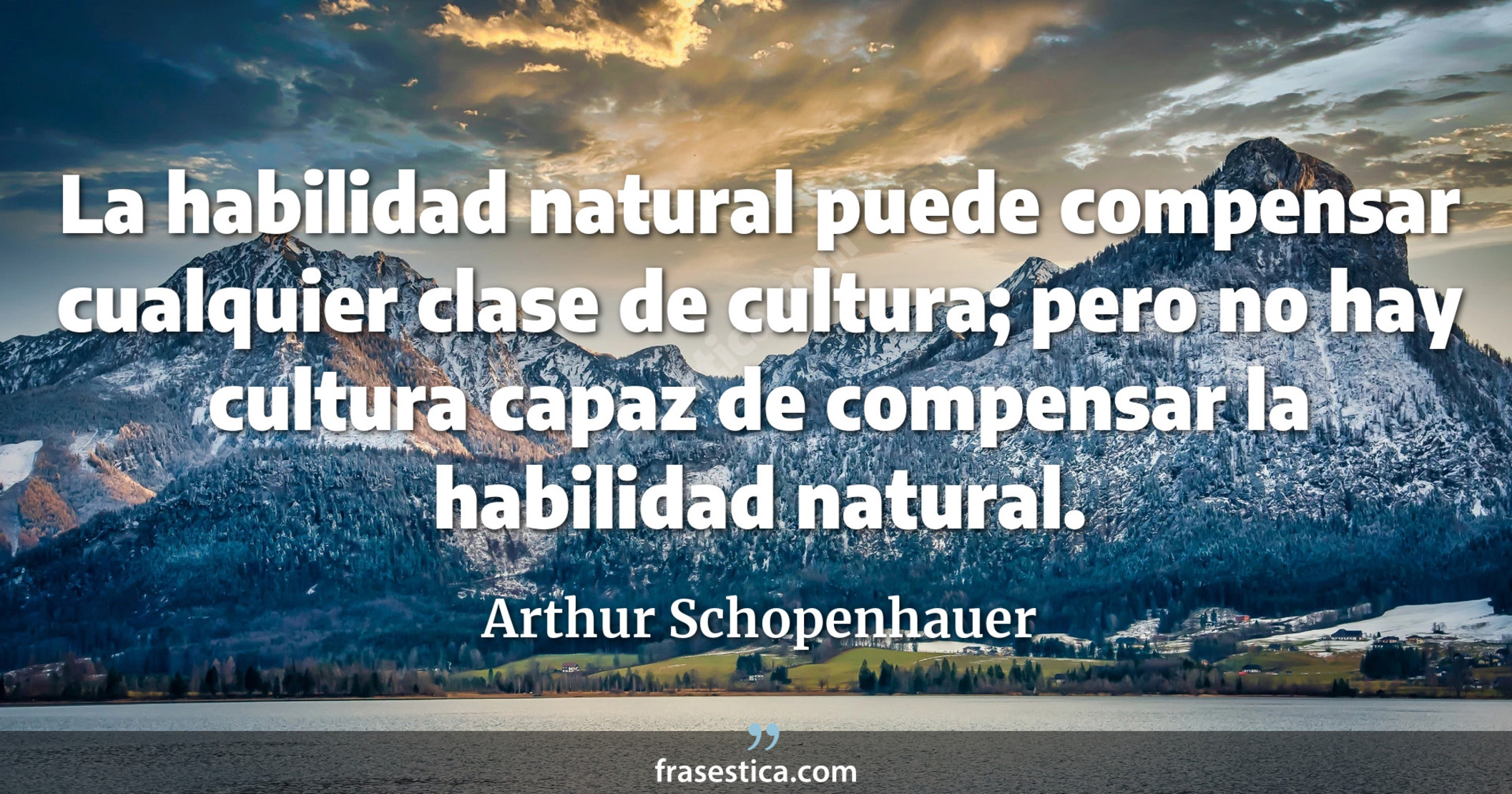La habilidad natural puede compensar cualquier clase de cultura; pero no hay cultura capaz de compensar la habilidad natural. - Arthur Schopenhauer