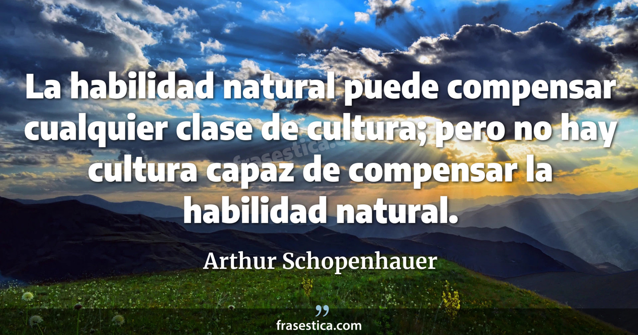 La habilidad natural puede compensar cualquier clase de cultura; pero no hay cultura capaz de compensar la habilidad natural. - Arthur Schopenhauer