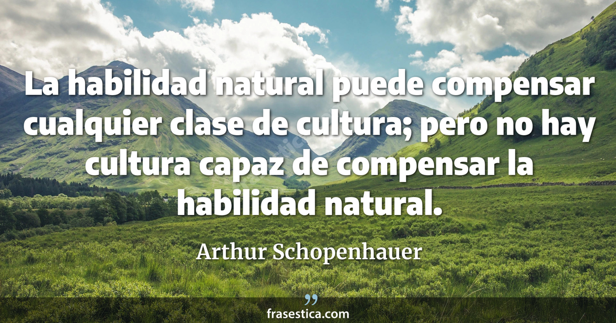 La habilidad natural puede compensar cualquier clase de cultura; pero no hay cultura capaz de compensar la habilidad natural. - Arthur Schopenhauer