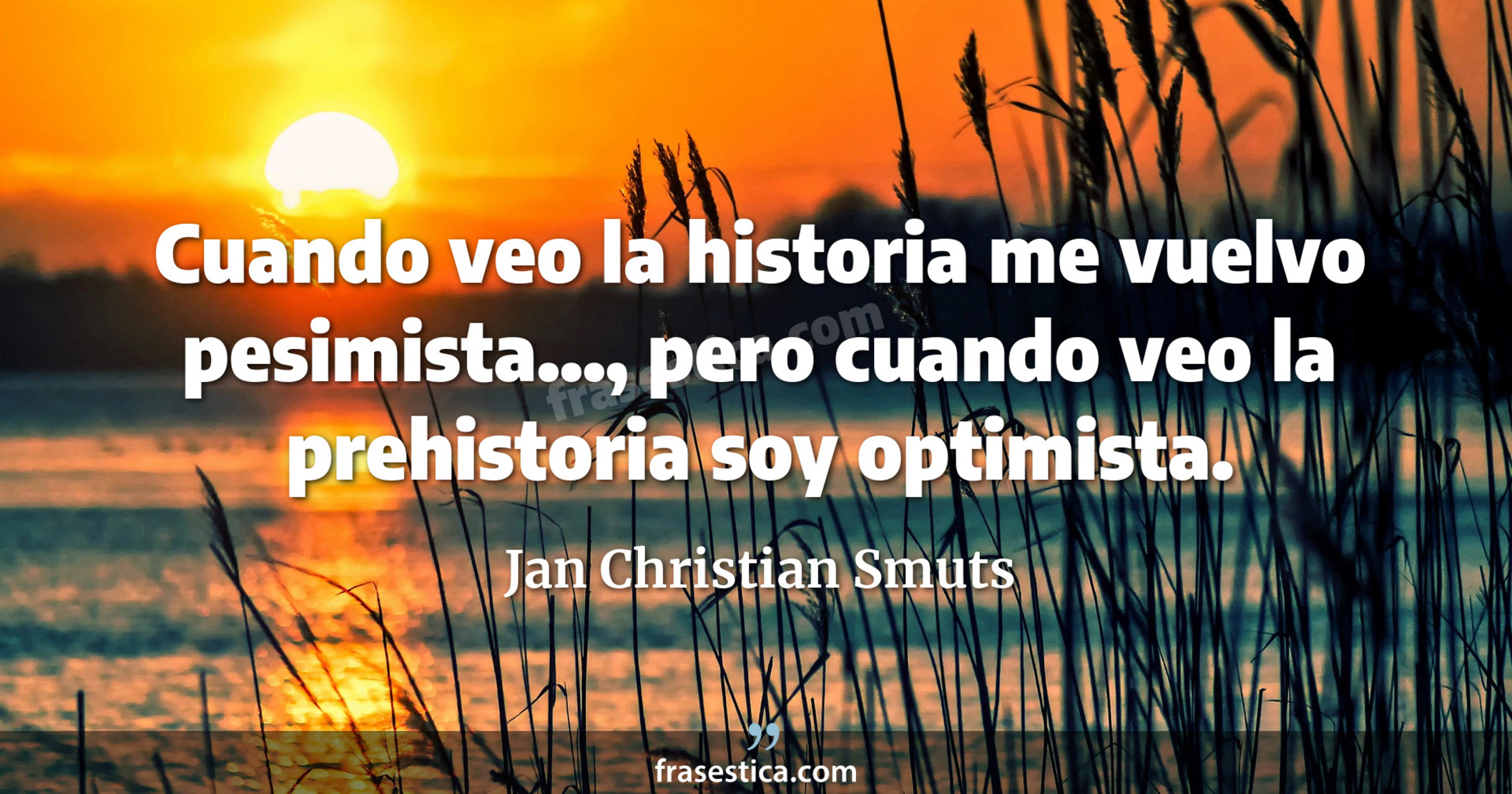 Cuando veo la historia me vuelvo pesimista..., pero cuando veo la prehistoria soy optimista. - Jan Christian Smuts