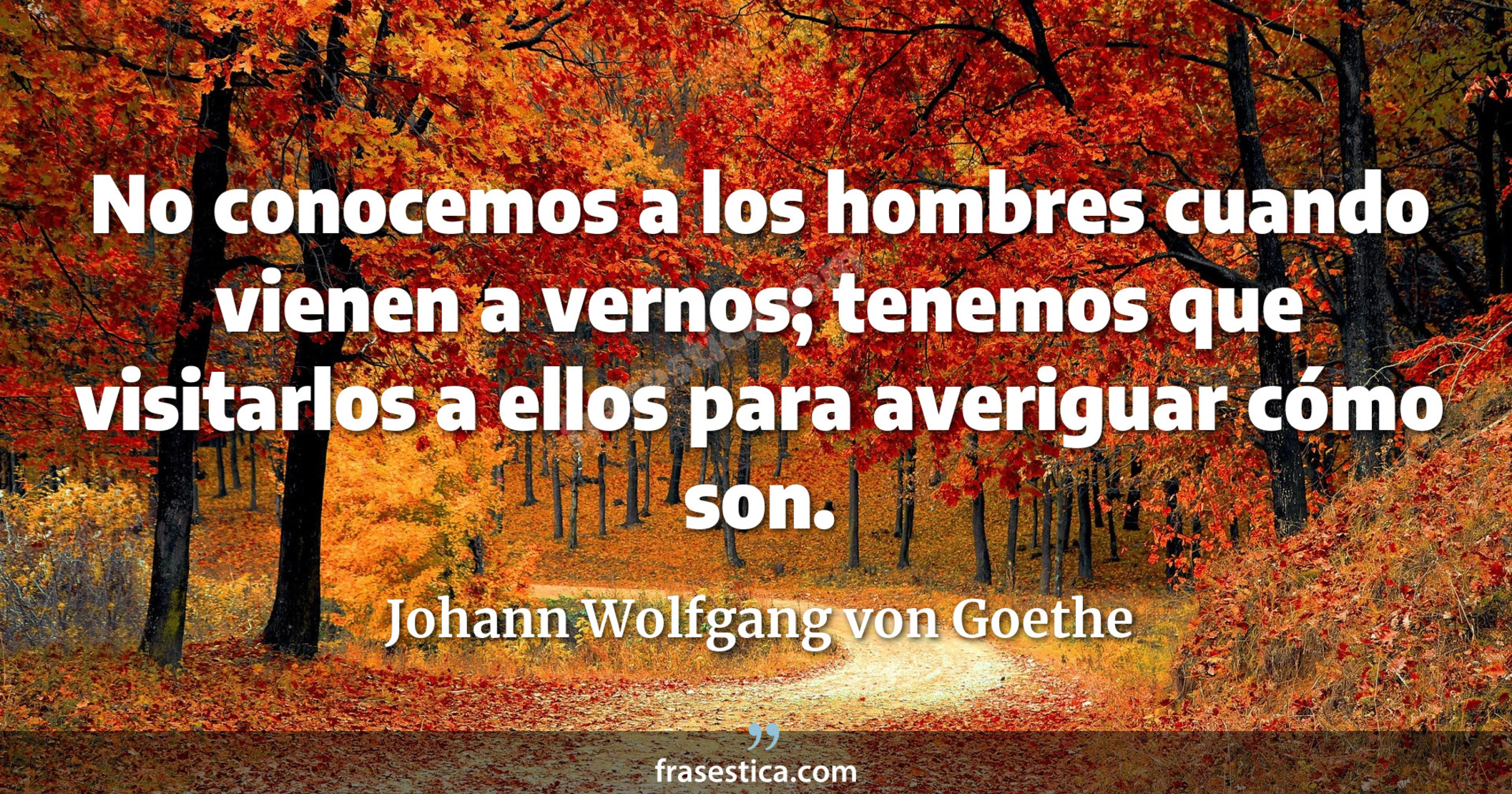 No conocemos a los hombres cuando vienen a vernos; tenemos que visitarlos a ellos para averiguar cómo son. - Johann Wolfgang von Goethe