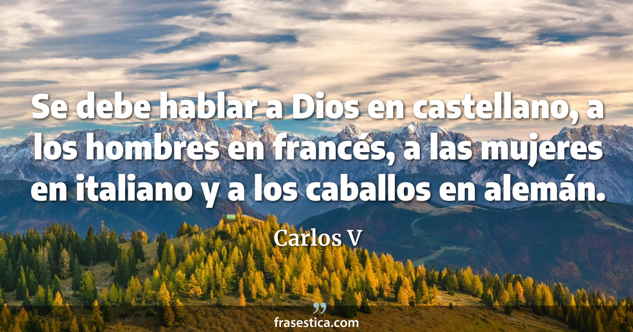 Se debe hablar a Dios en castellano, a los hombres en francés, a las mujeres en italiano y a los caballos en alemán. - Carlos V